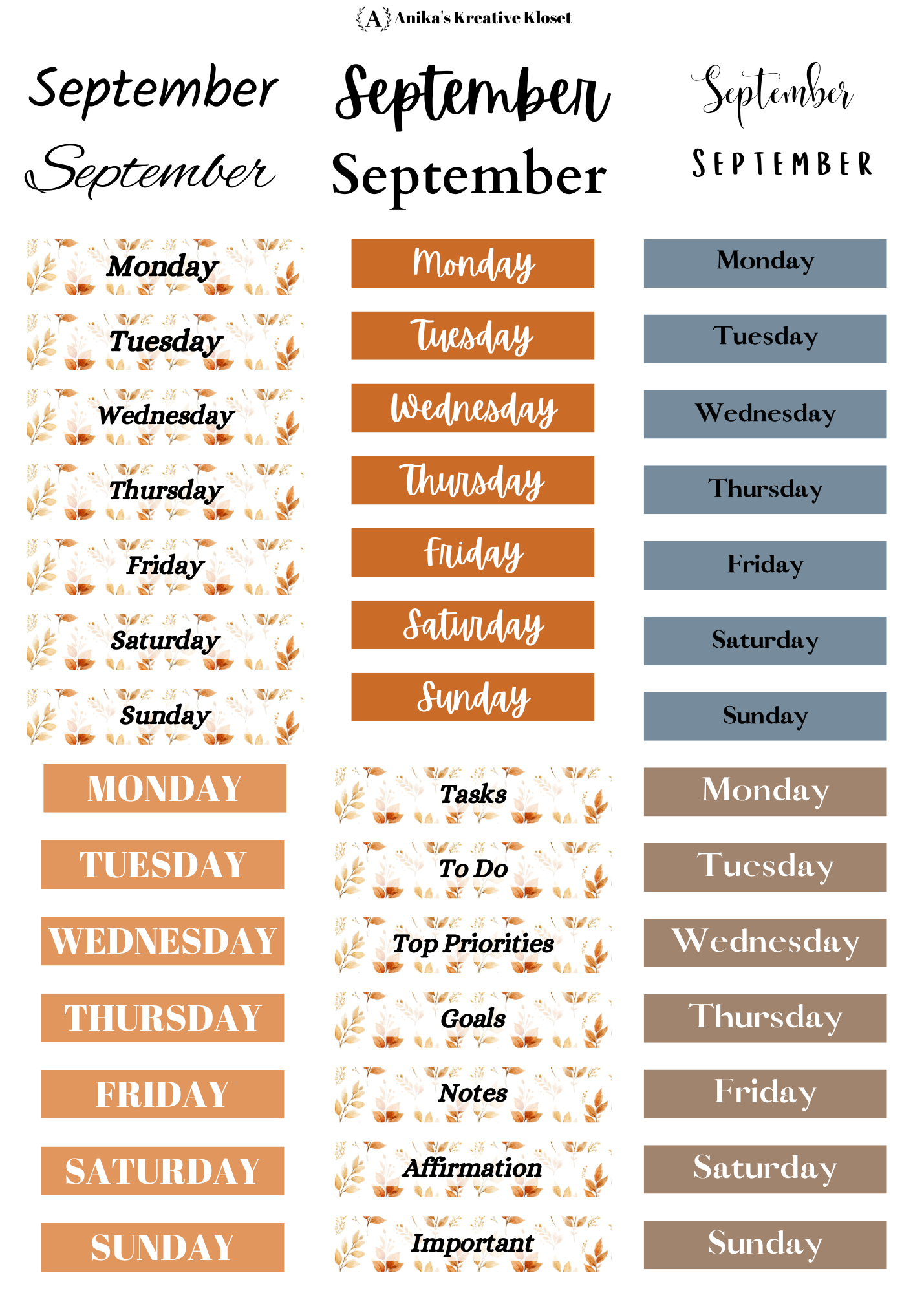 September Monthly Kit
