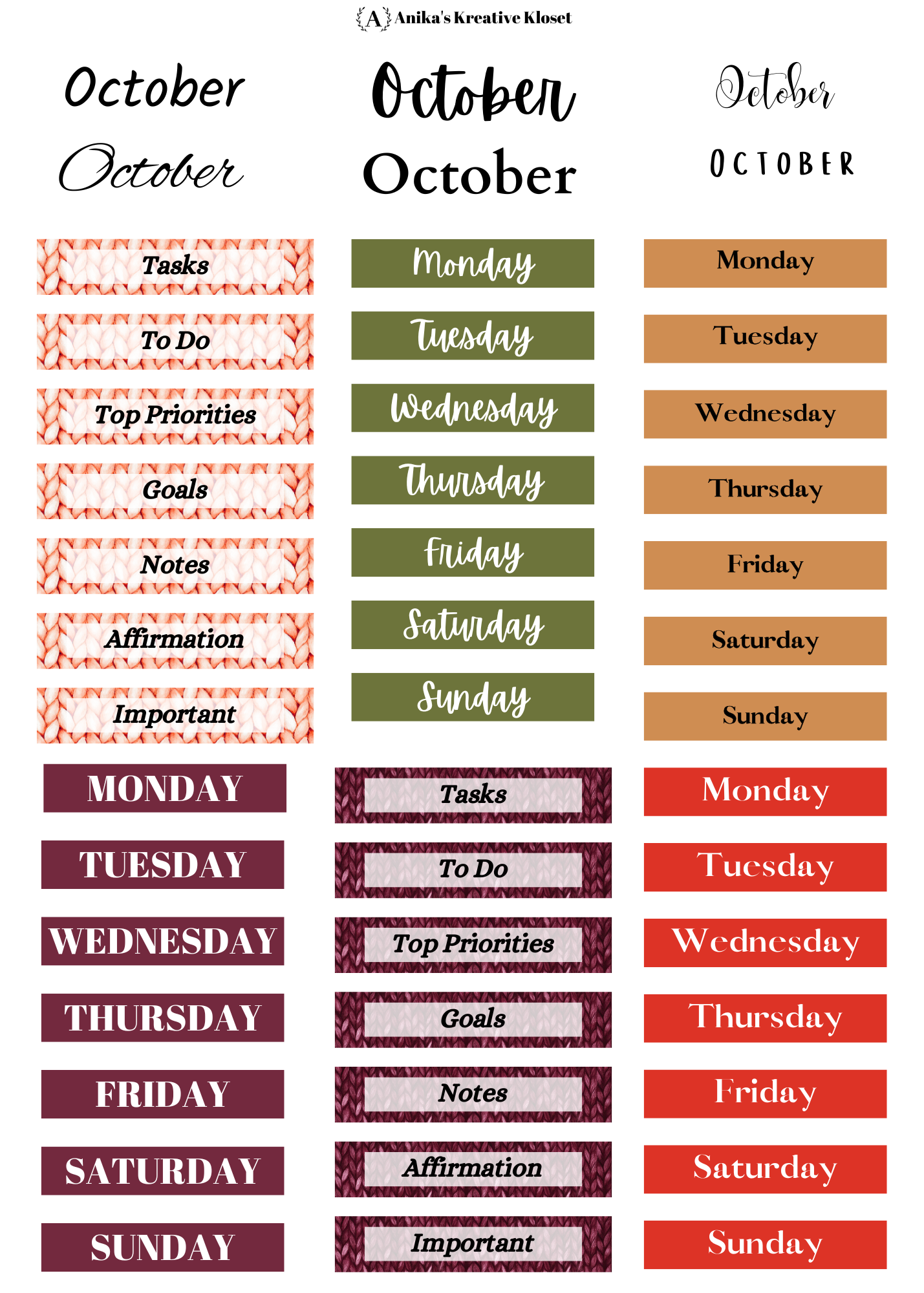 October Monthly Kit