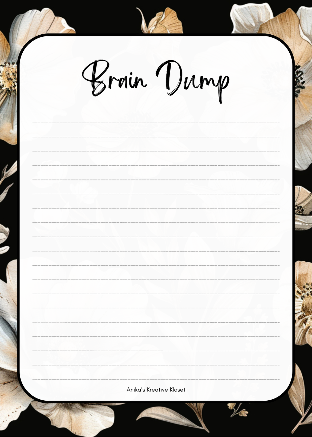 Blooming Thoughts Brain Dump Notepad