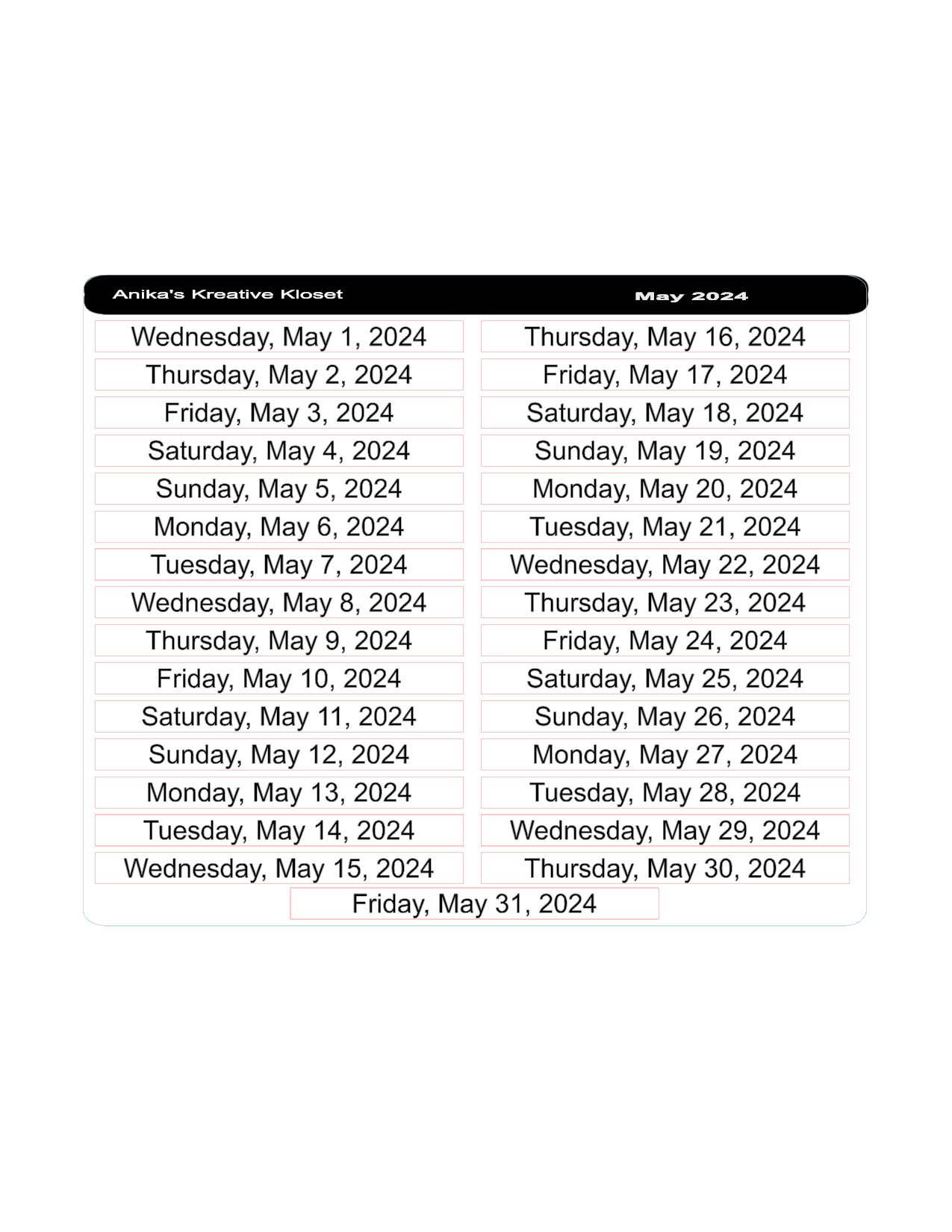 Date Strips 2024