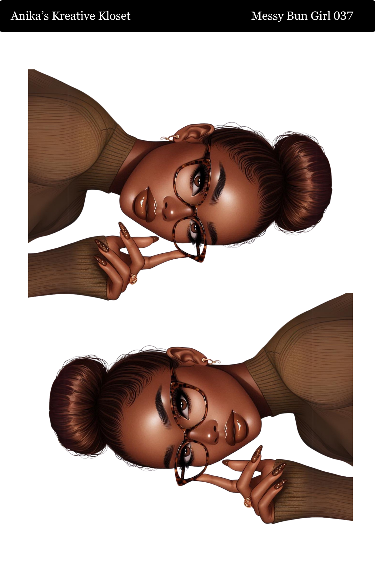 Messy Bun Girl 033-057 PET MATERIAL