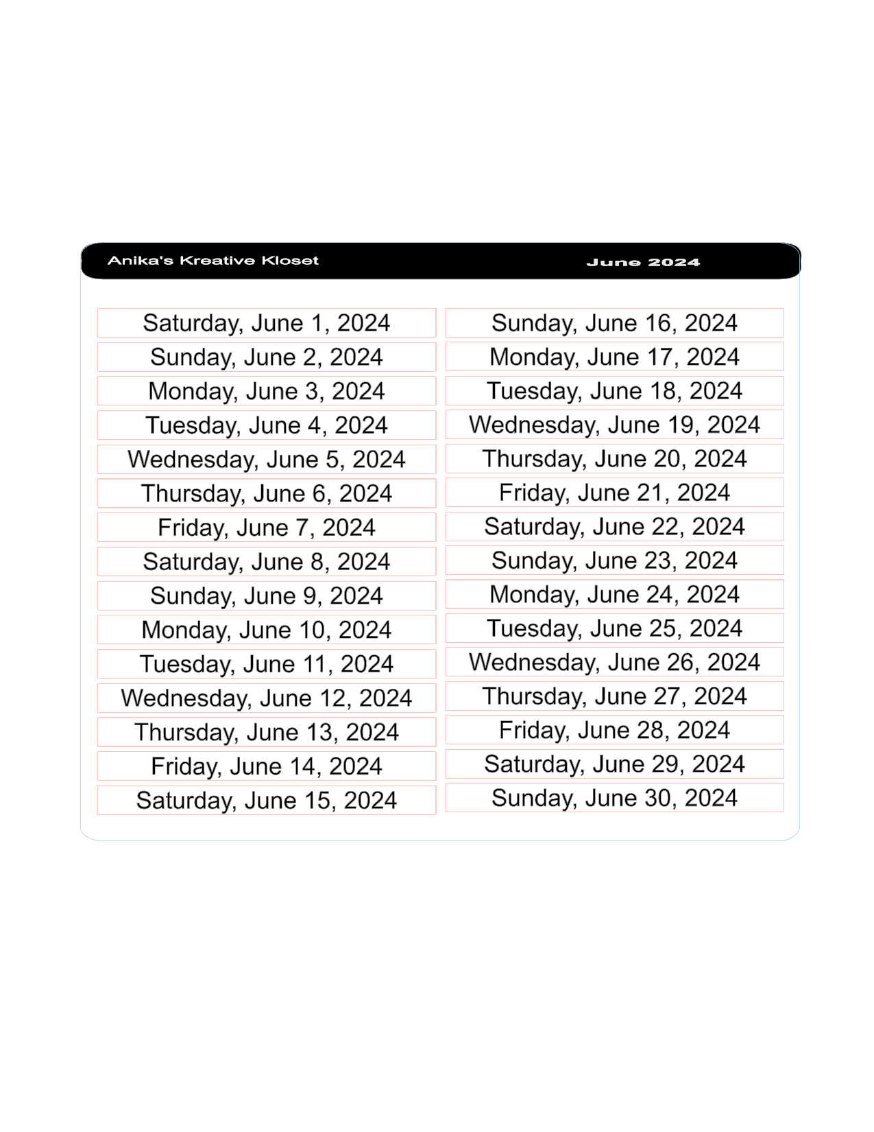 Date Strips 2024