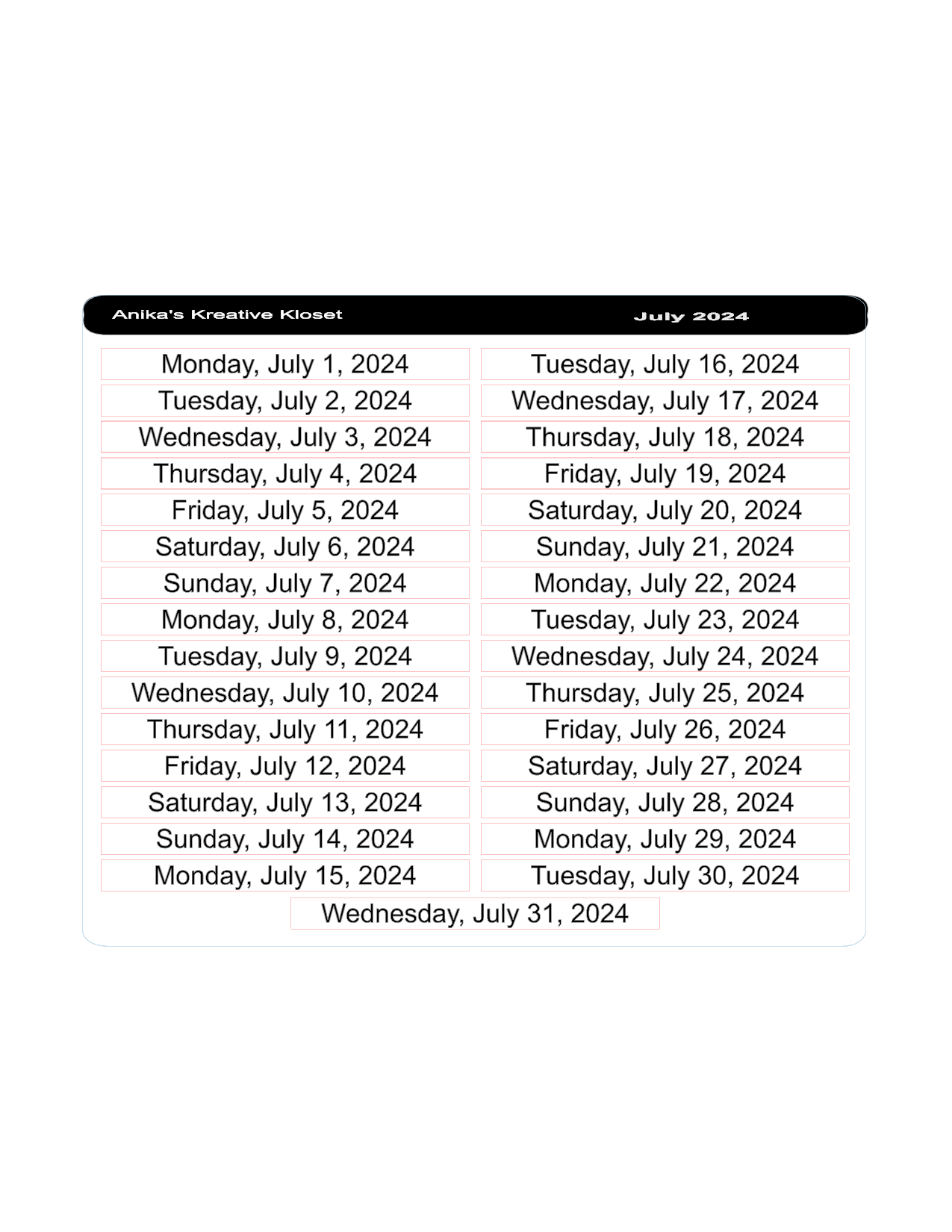 Date Strips 2024