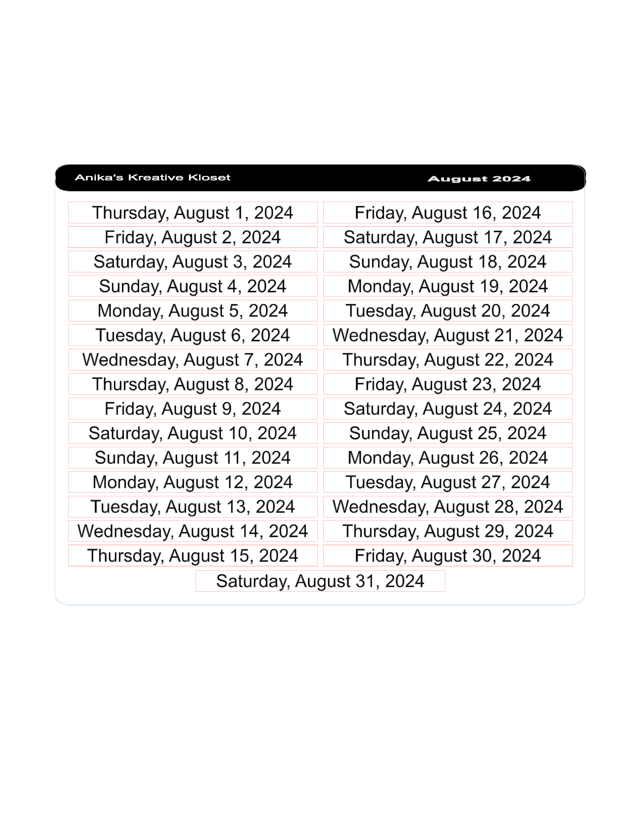 Date Strips 2024