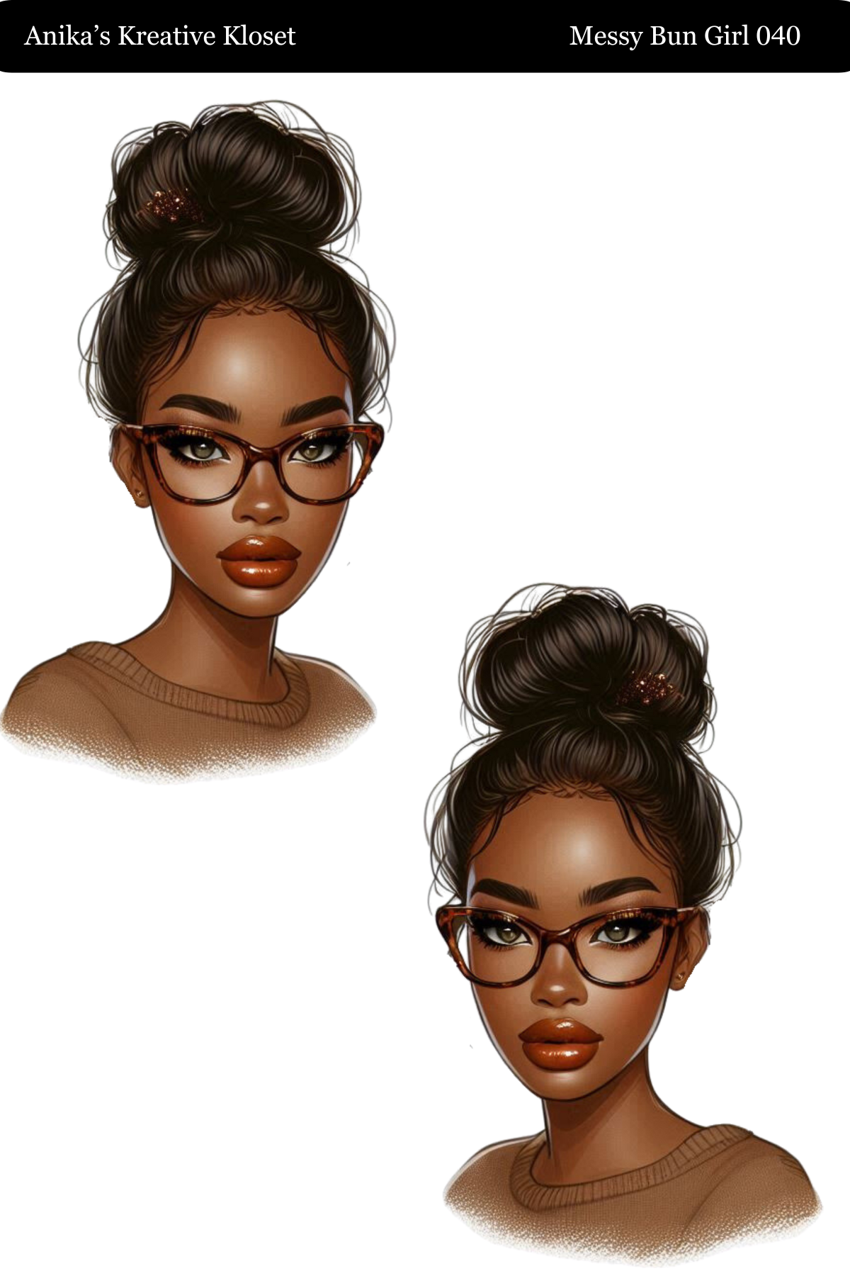 Messy Bun Girl 033-057 PET MATERIAL