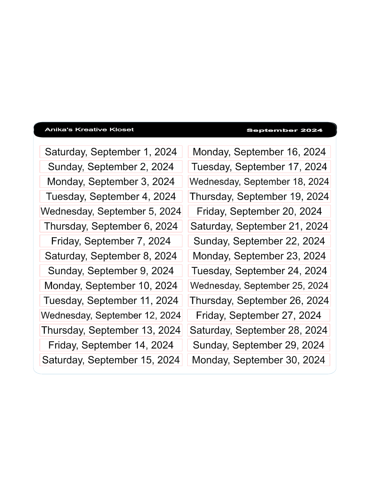 Date Strips 2024