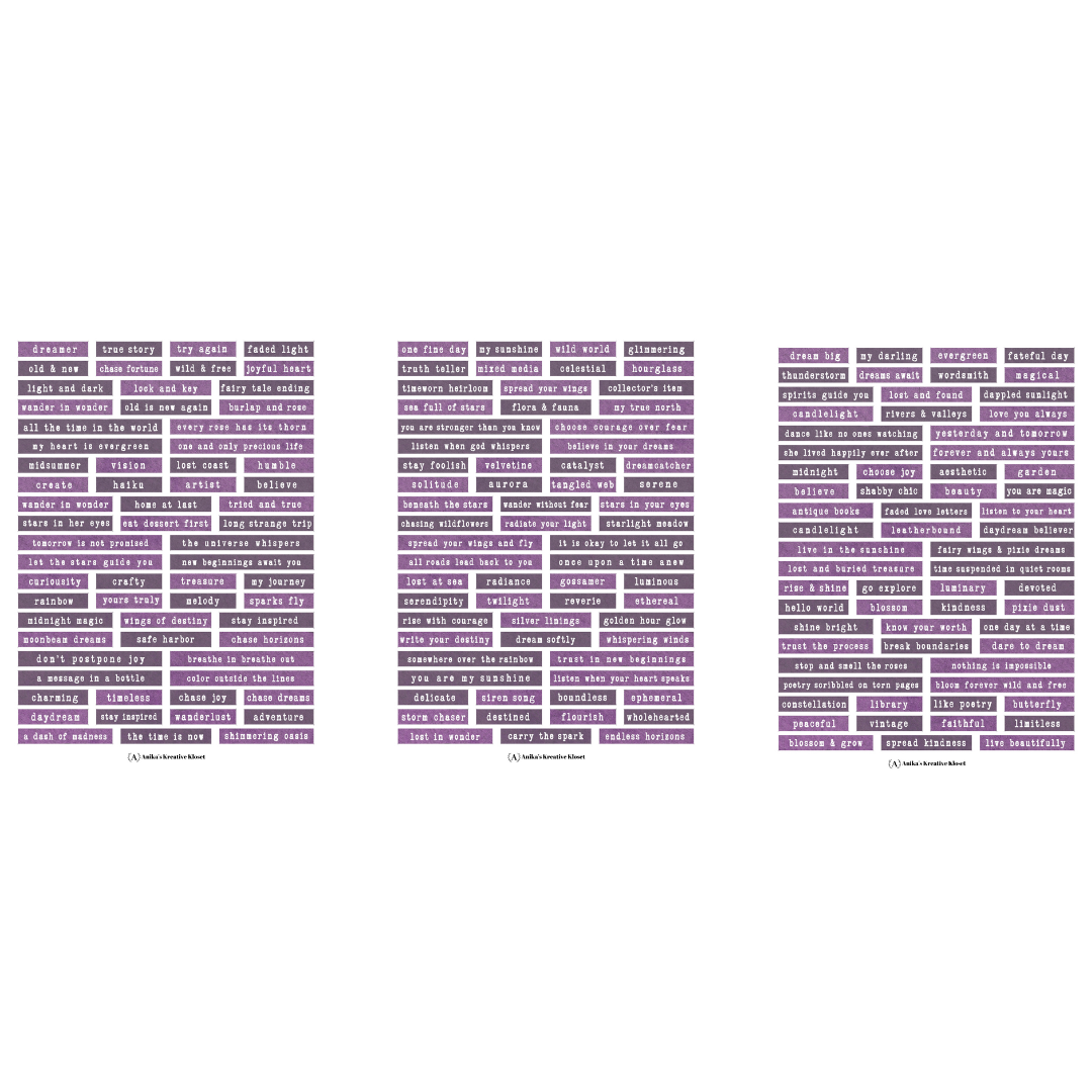 Journal word Strips: Grape