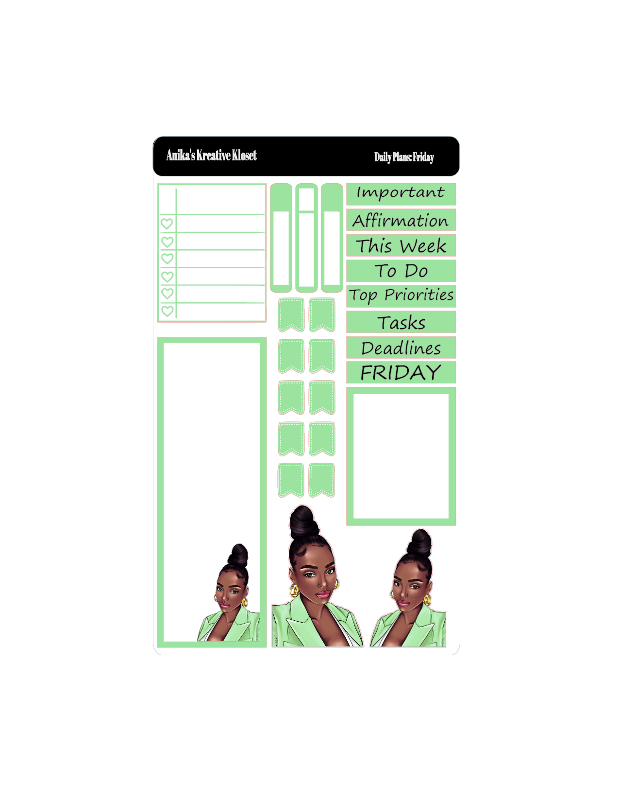 Shades of Green Daily Plans Sticker Sheet