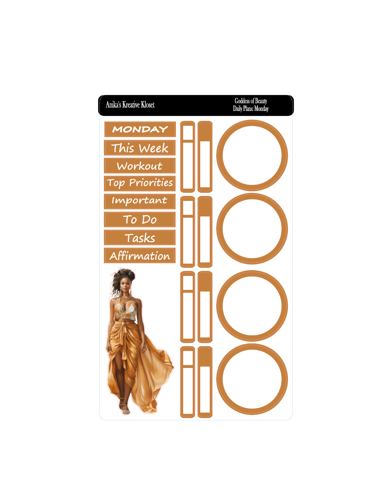 Daily Plan Sticker Kit: Goddess of Beauty