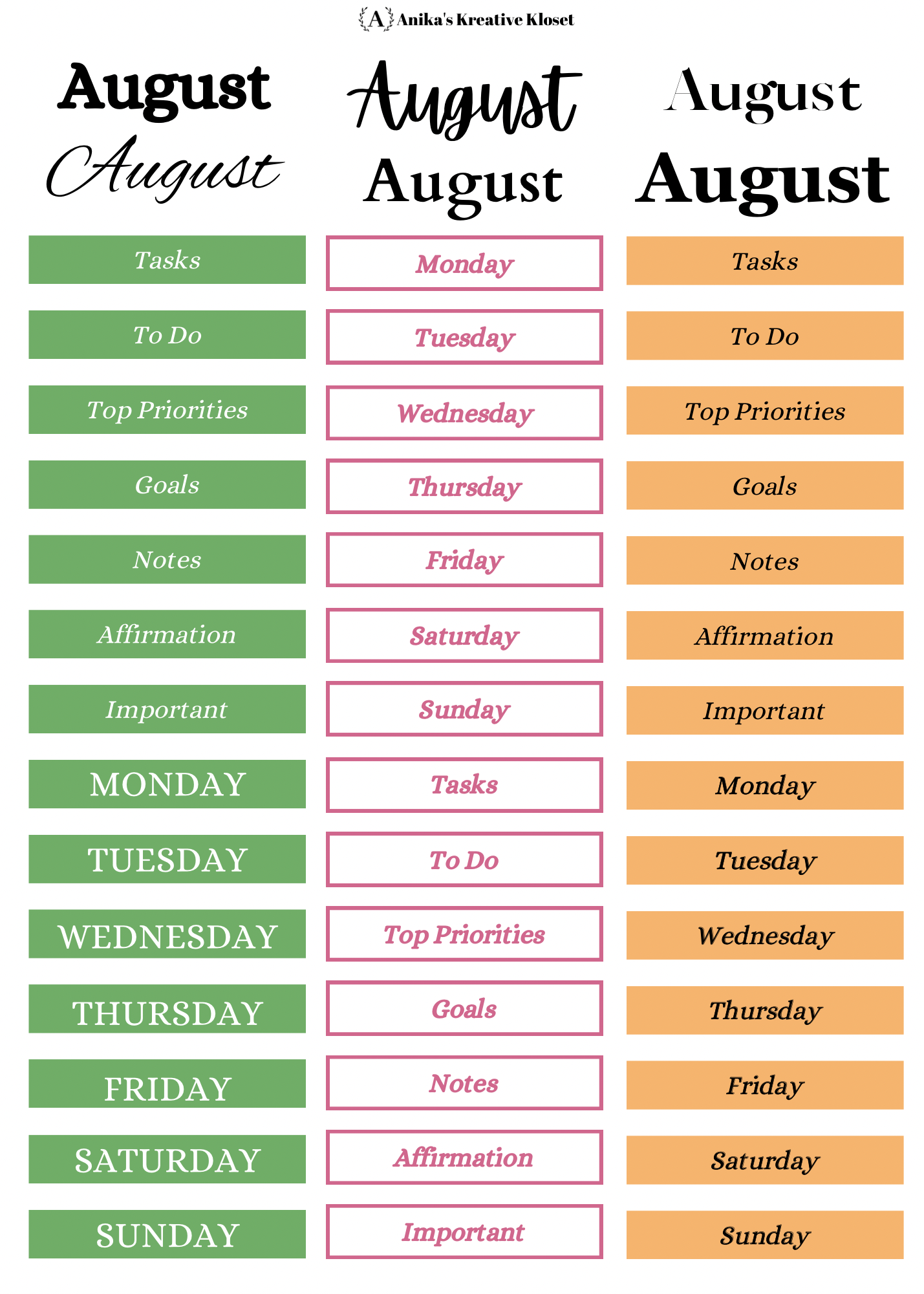 August Monthly Kit