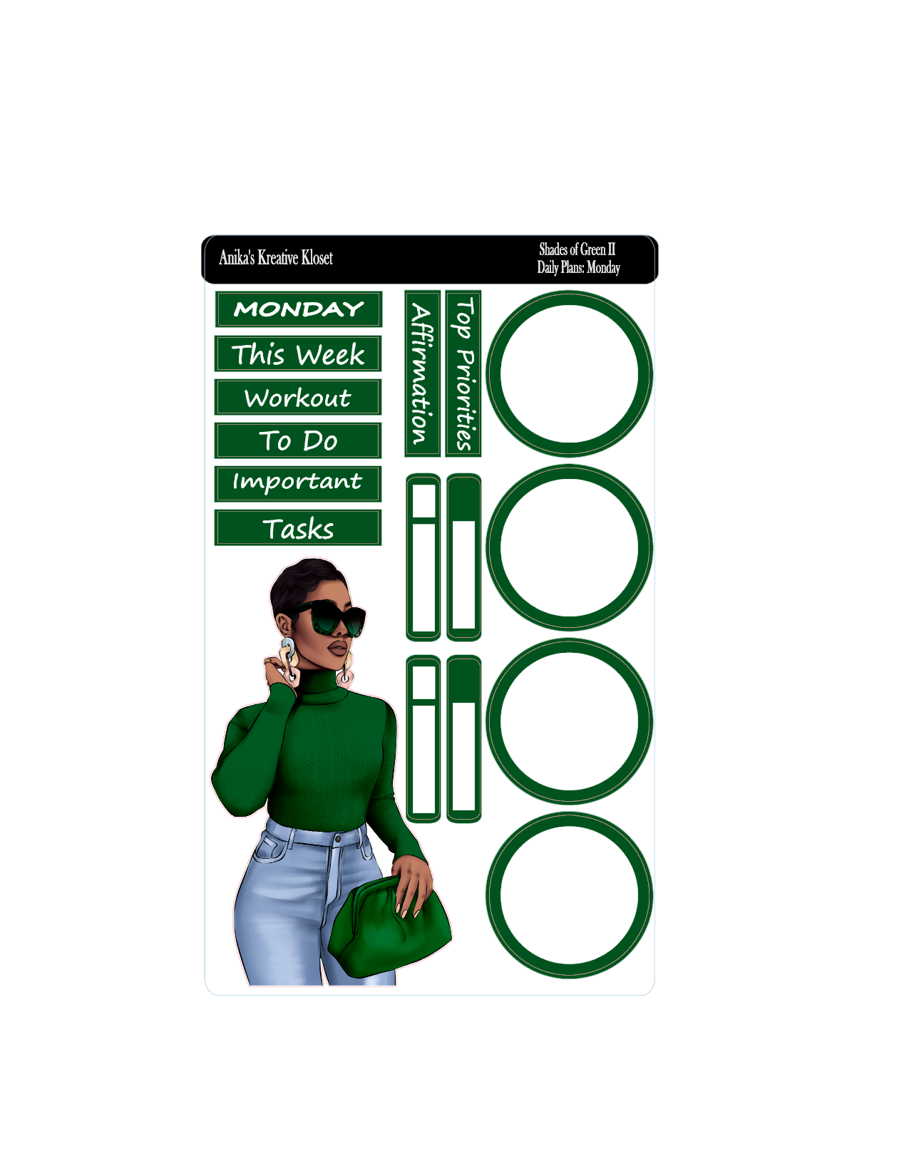 Daily Plans Sticker Kit: Shades of Green II