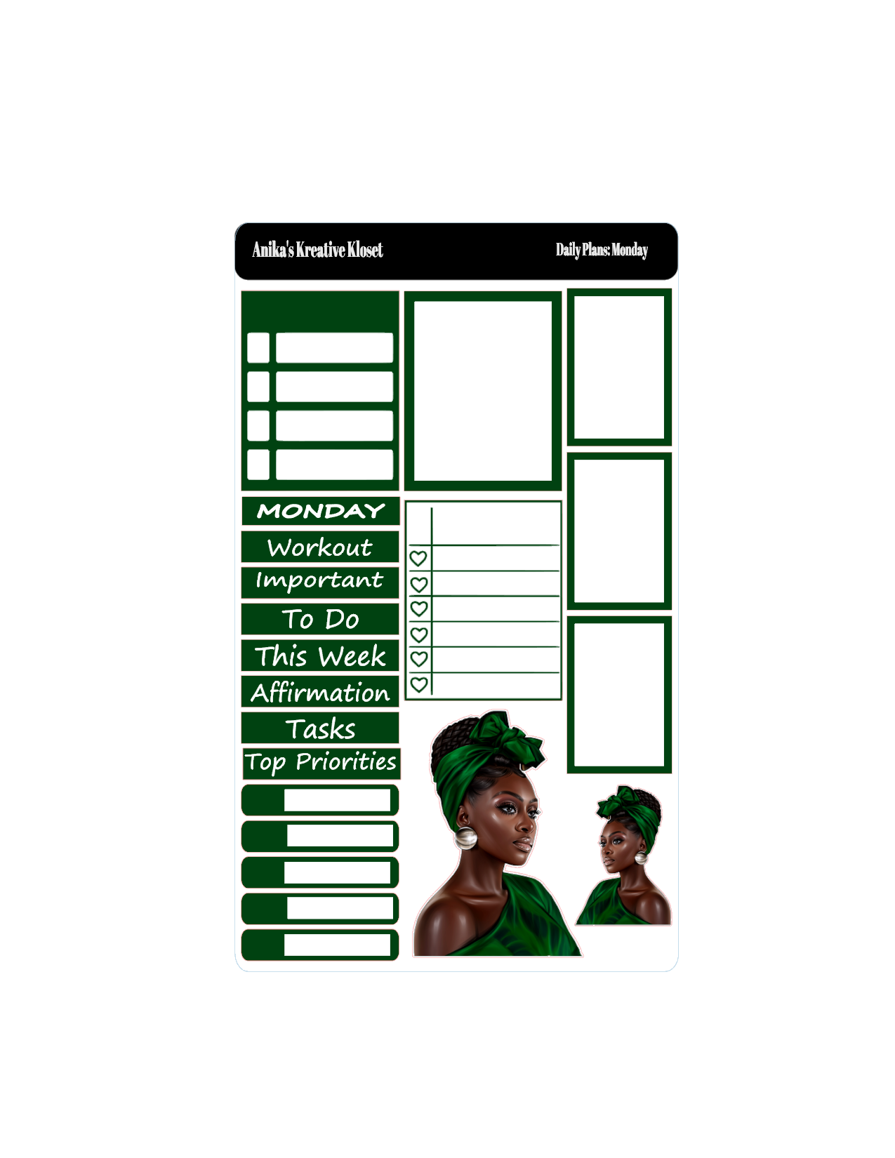 Shades of Green Daily Plans Sticker Sheet