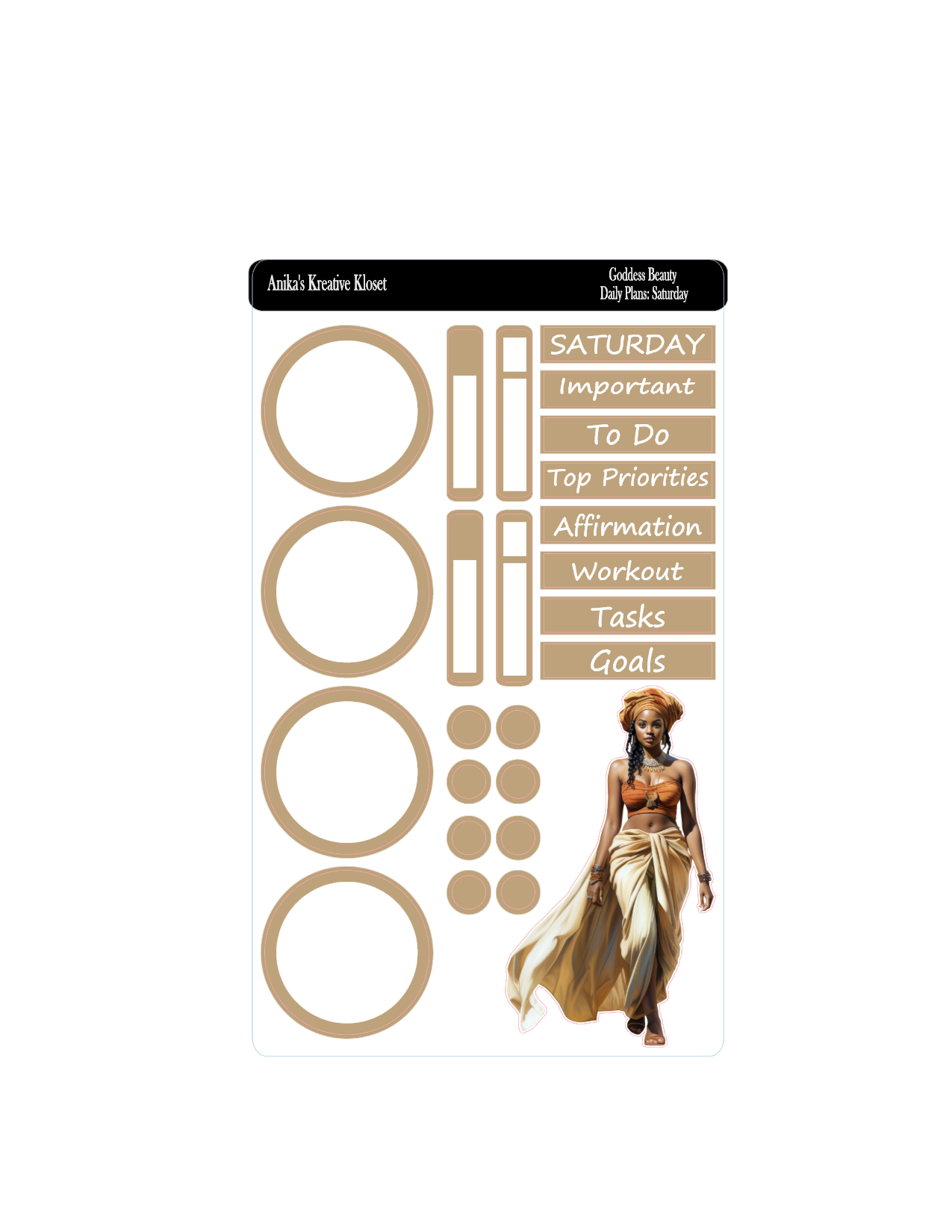 Daily Plan Sticker Kit: Goddess of Beauty