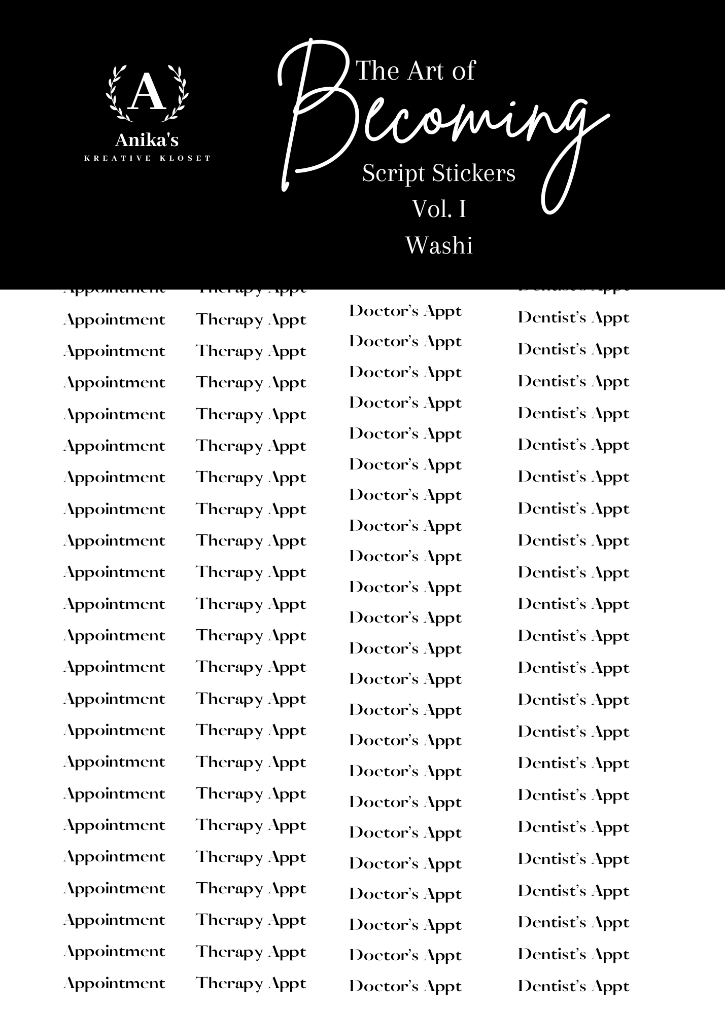 Script Sticker Vol. I