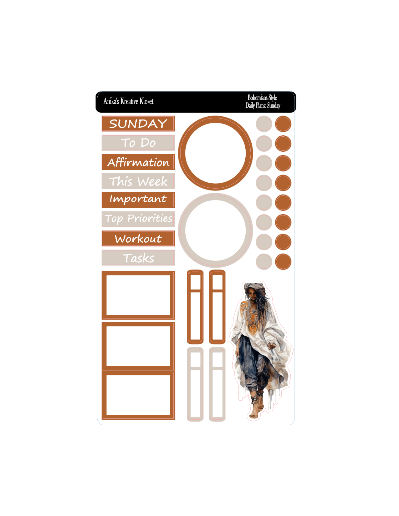 Daily Plans Sticker Kit: Bohemian Style