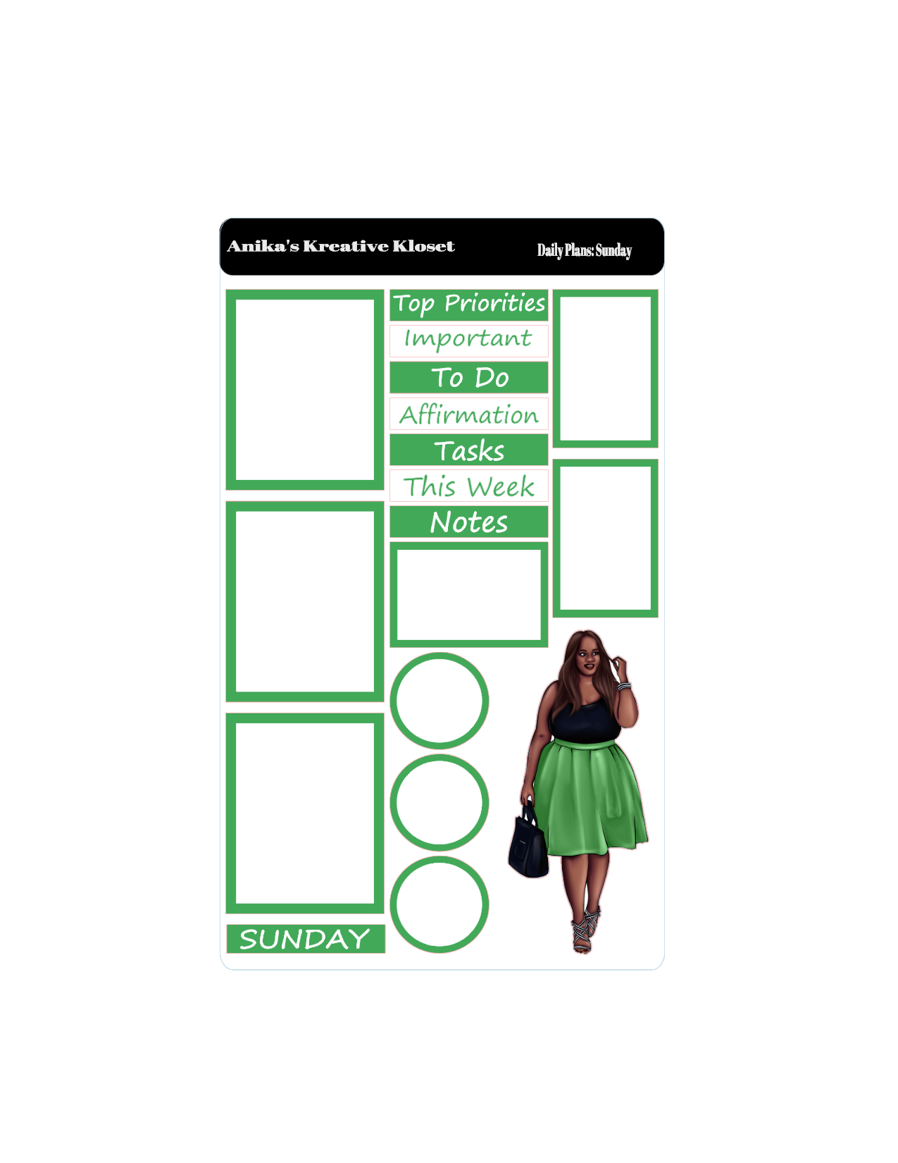 Shades of Green Daily Plans Sticker Sheet