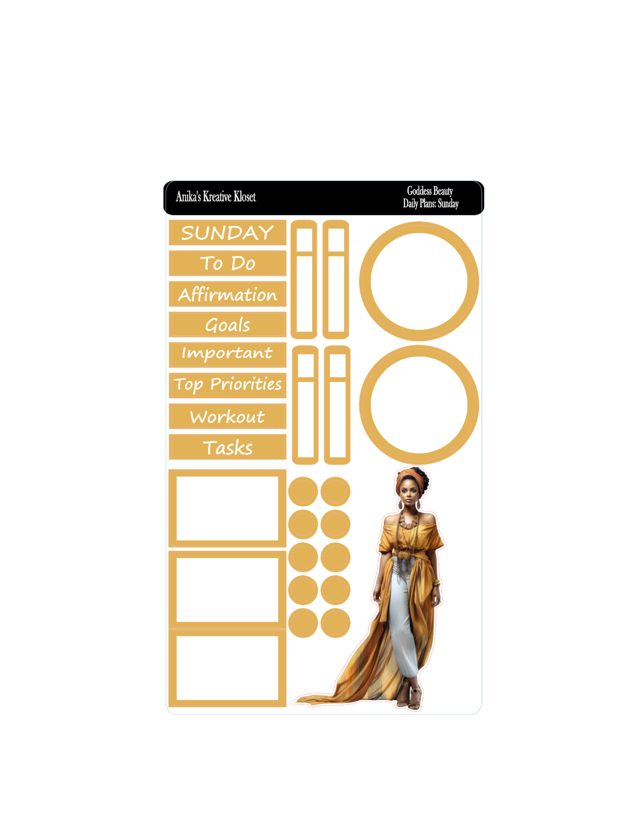 Daily Plan Sticker Kit: Goddess of Beauty