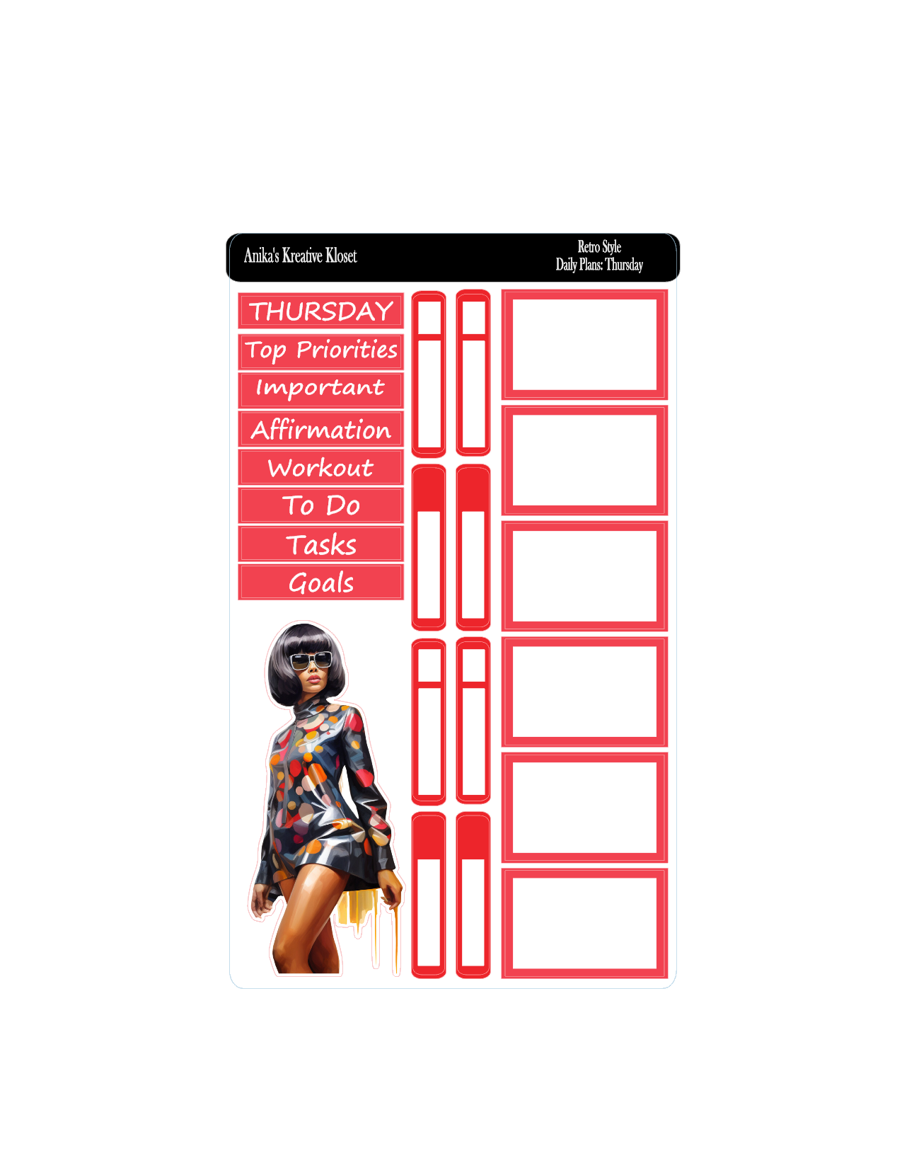 Daily Plans Sticker Kit: Retro Style