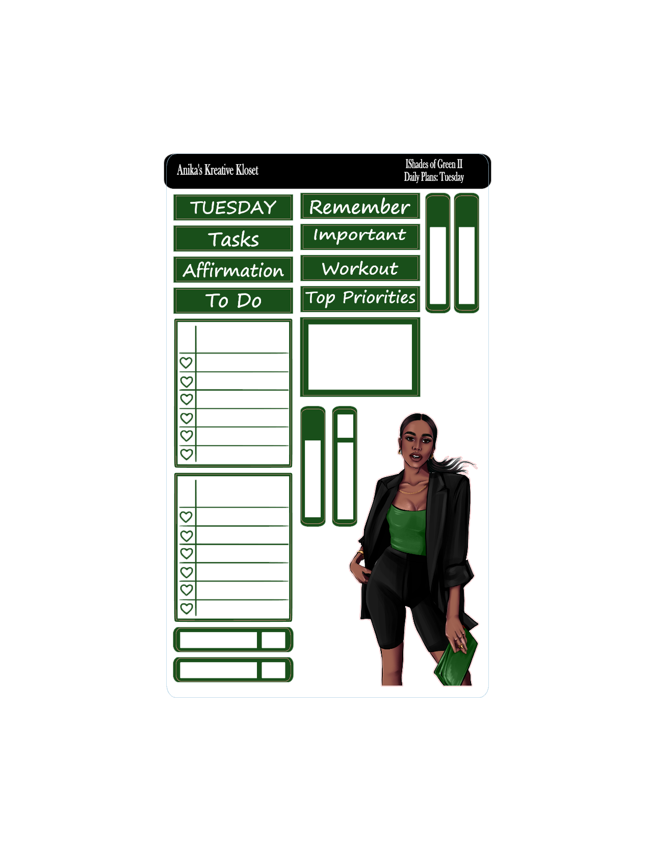 Daily Plans Sticker Kit: Shades of Green II