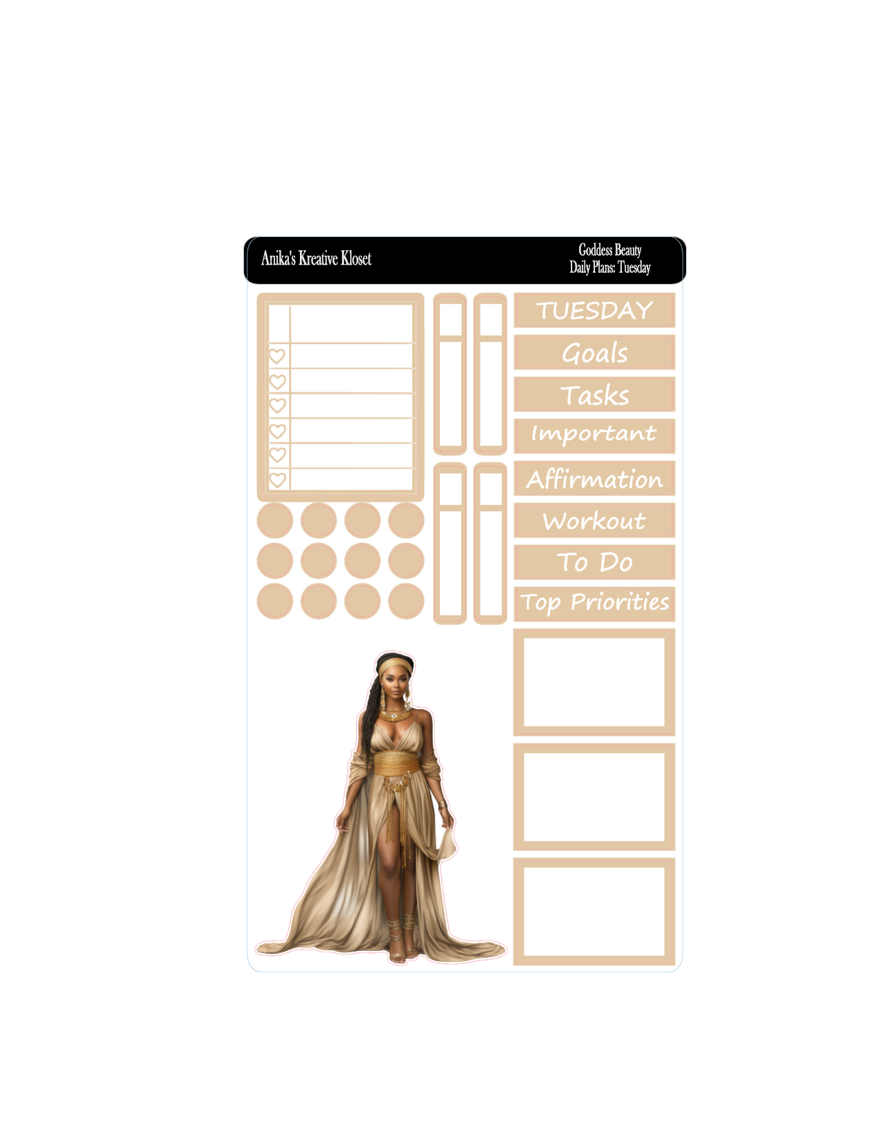 Daily Plan Sticker Kit: Goddess of Beauty