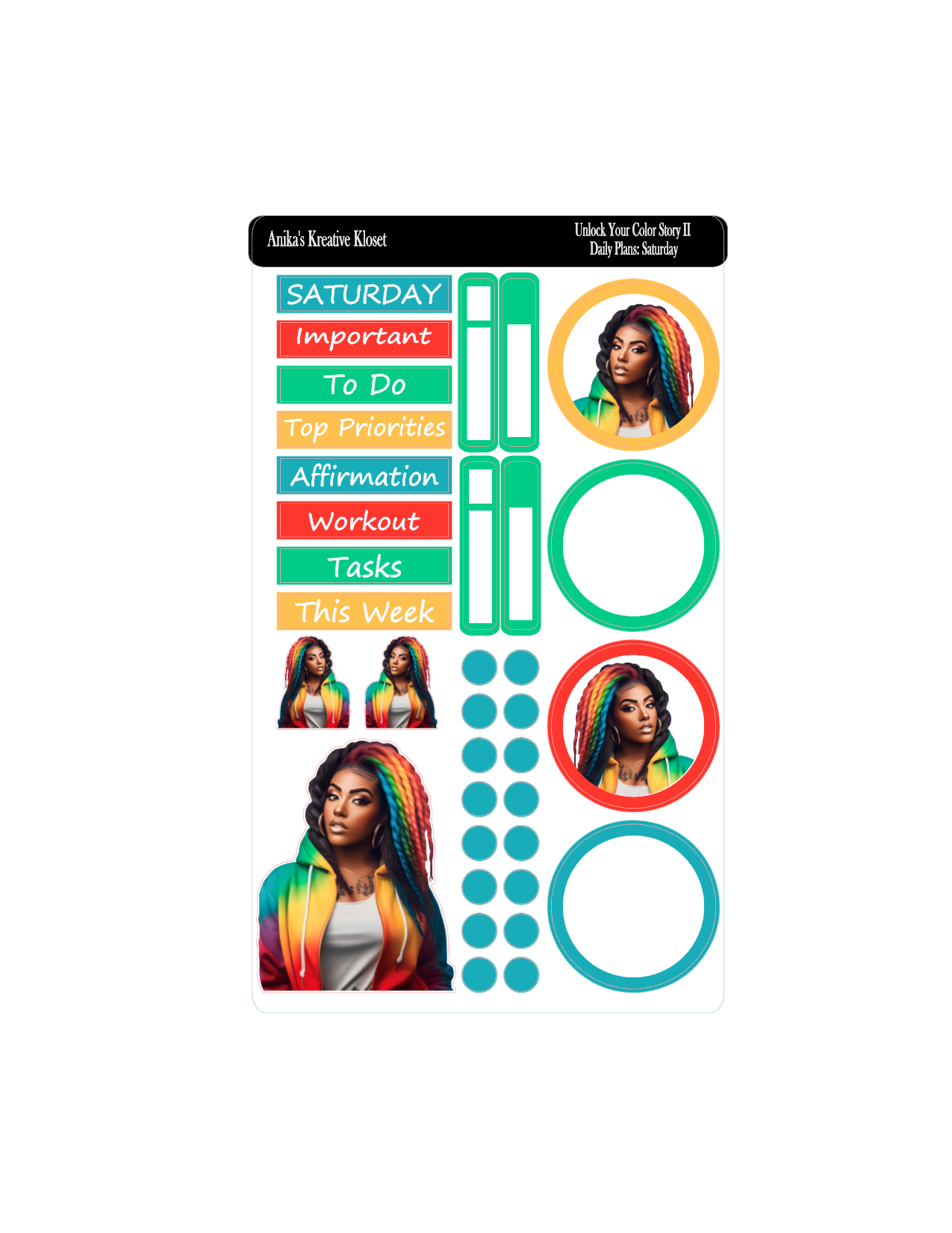 Daily Plan Sticker Kit: Unlock Your Color Story II