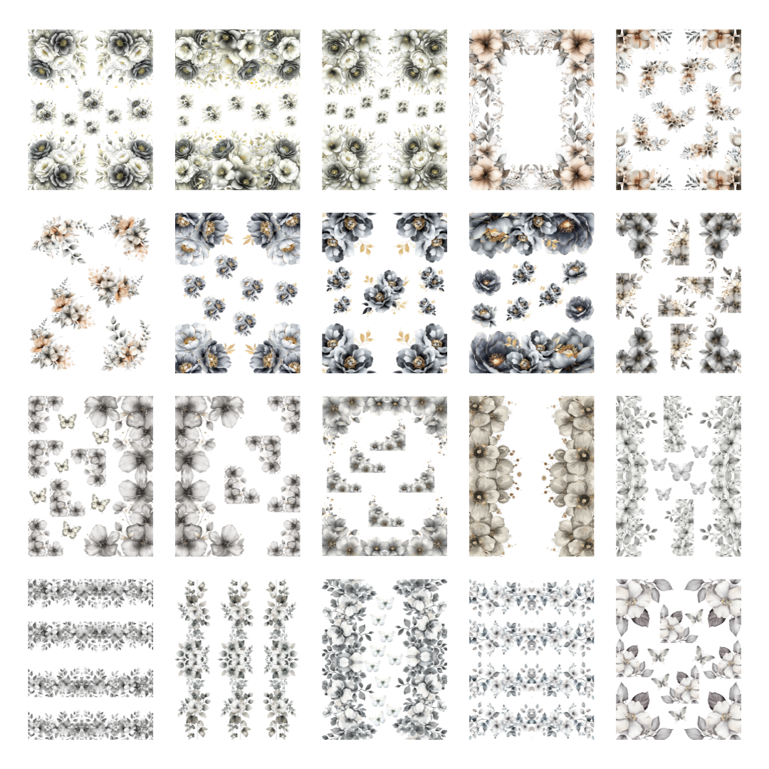 Shades of Grey Florals Sticker Book
