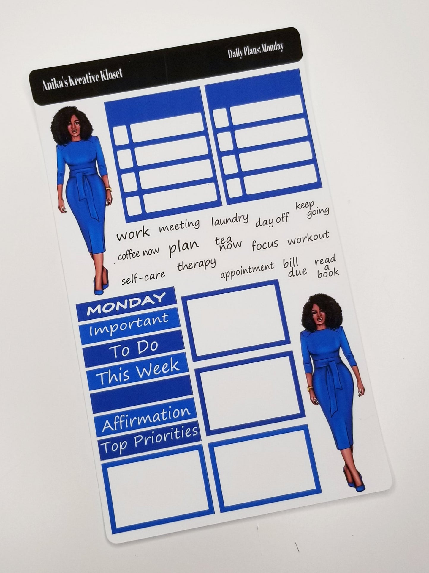 Shades of Blue Daily Plans Sticker Sheet