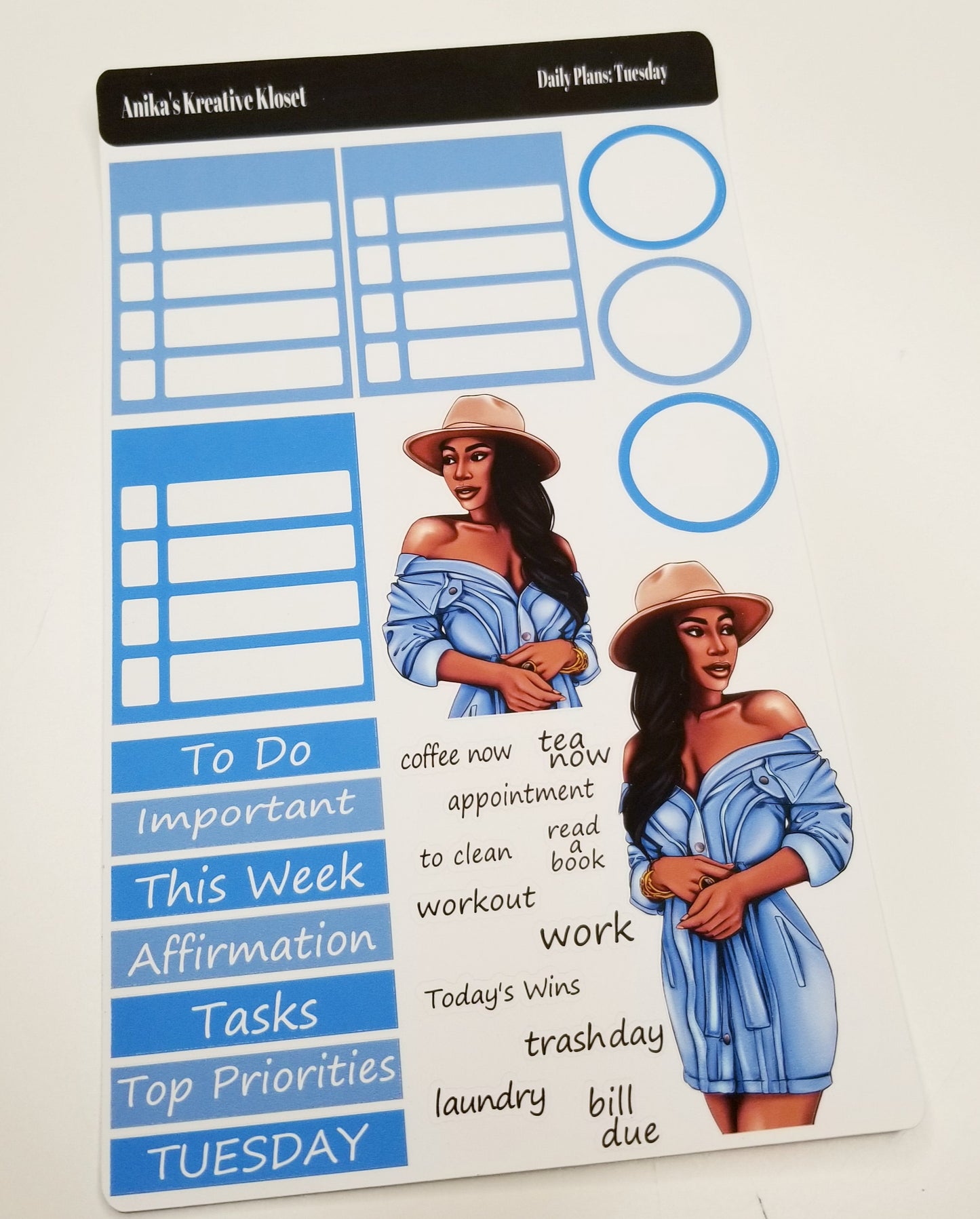 Shades of Blue Daily Plans Sticker Sheet