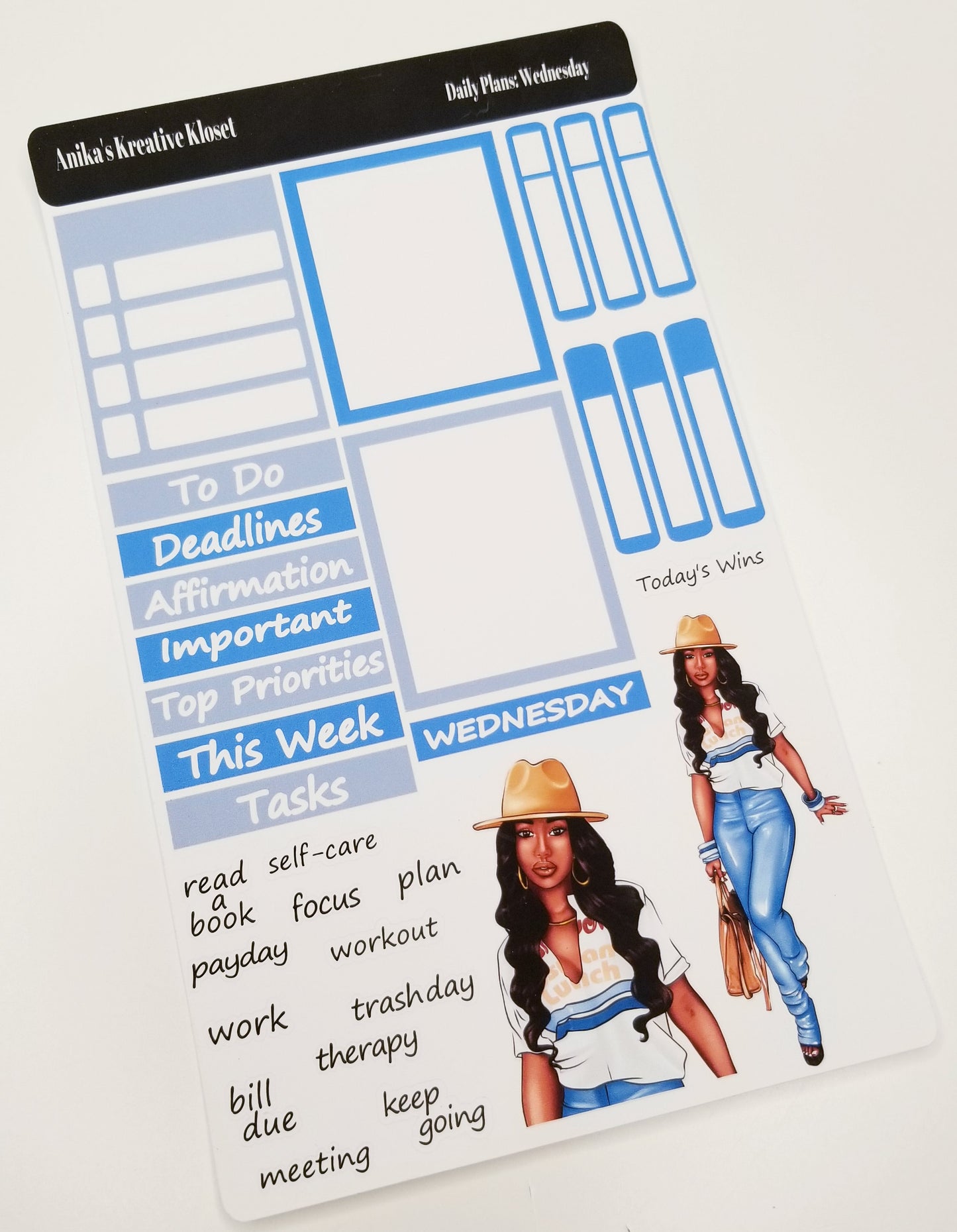 Shades of Blue Daily Plans Sticker Sheet