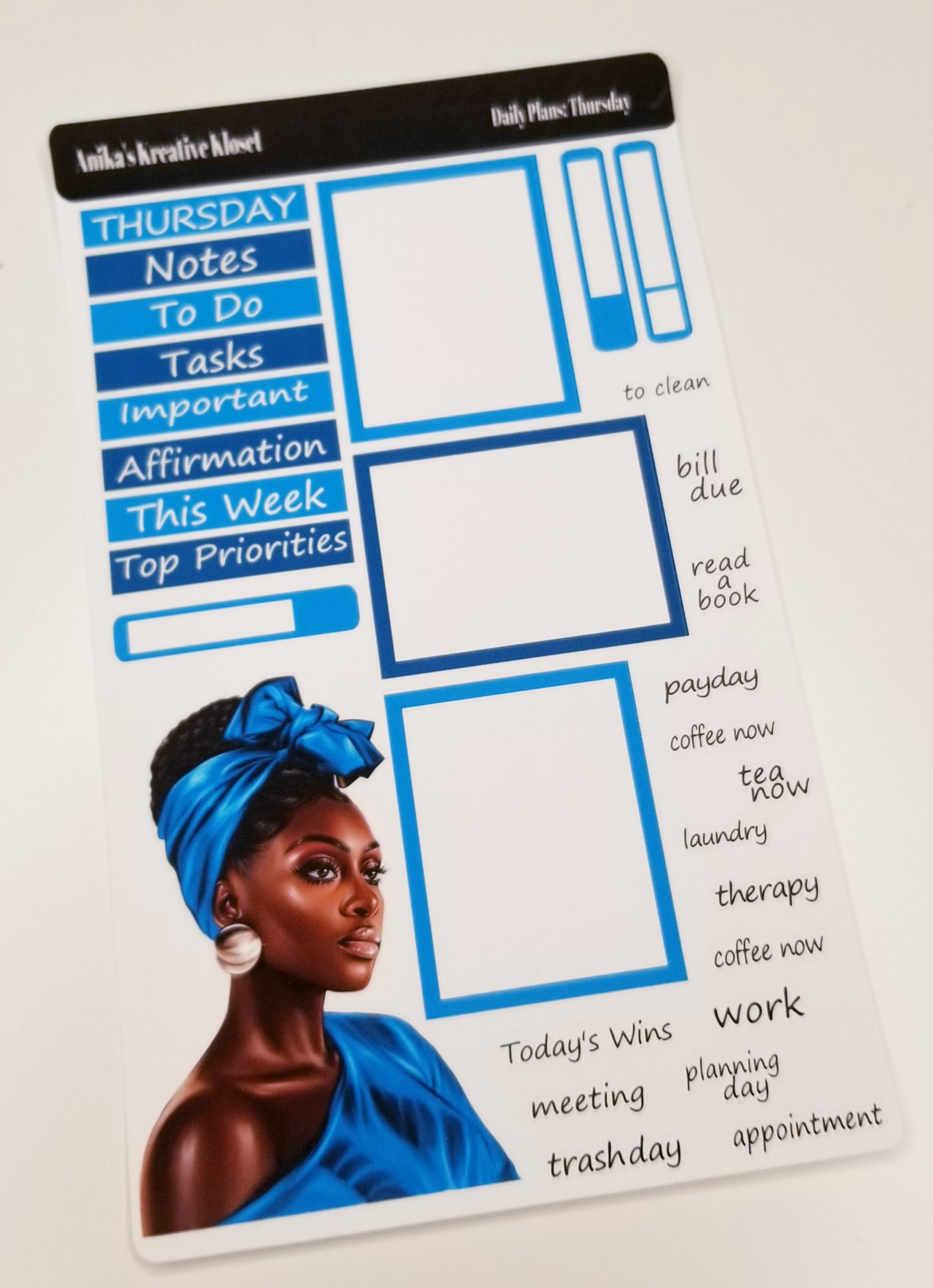 Shades of Blue Daily Plans Sticker Sheet