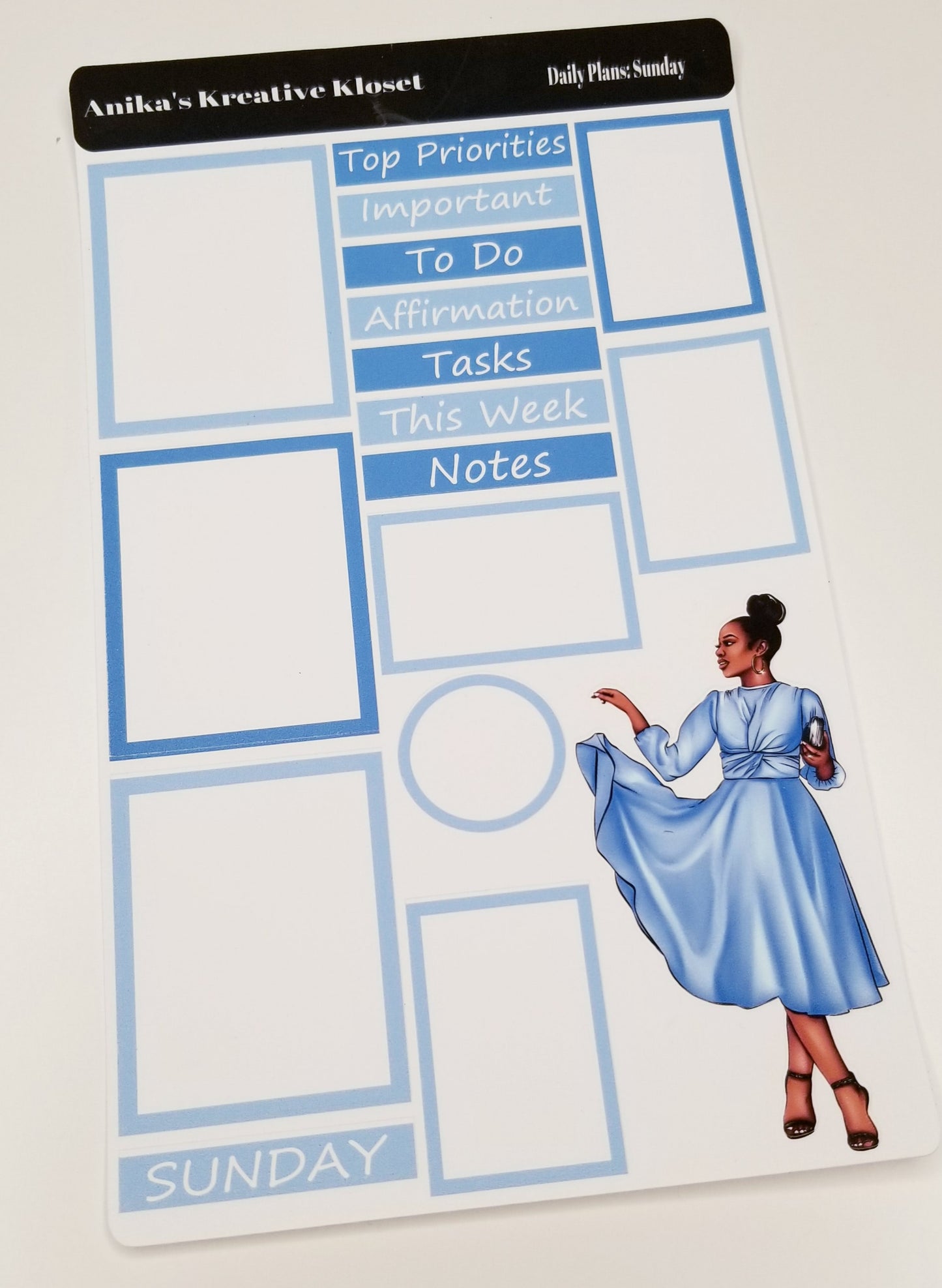 Shades of Blue Daily Plans Sticker Sheet