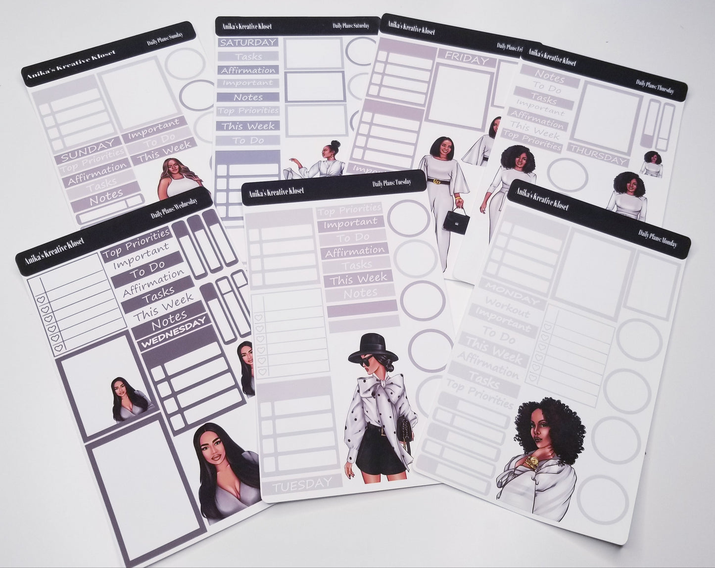 Shades of Grey Daily Plans Sticker Sheet