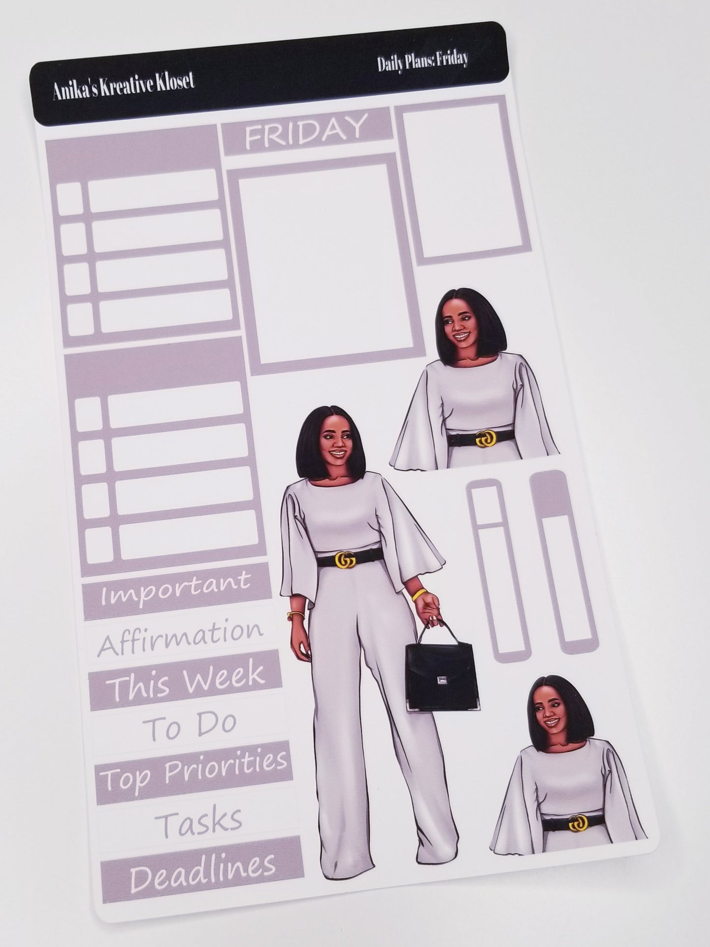 Shades of Grey Daily Plans Sticker Sheet