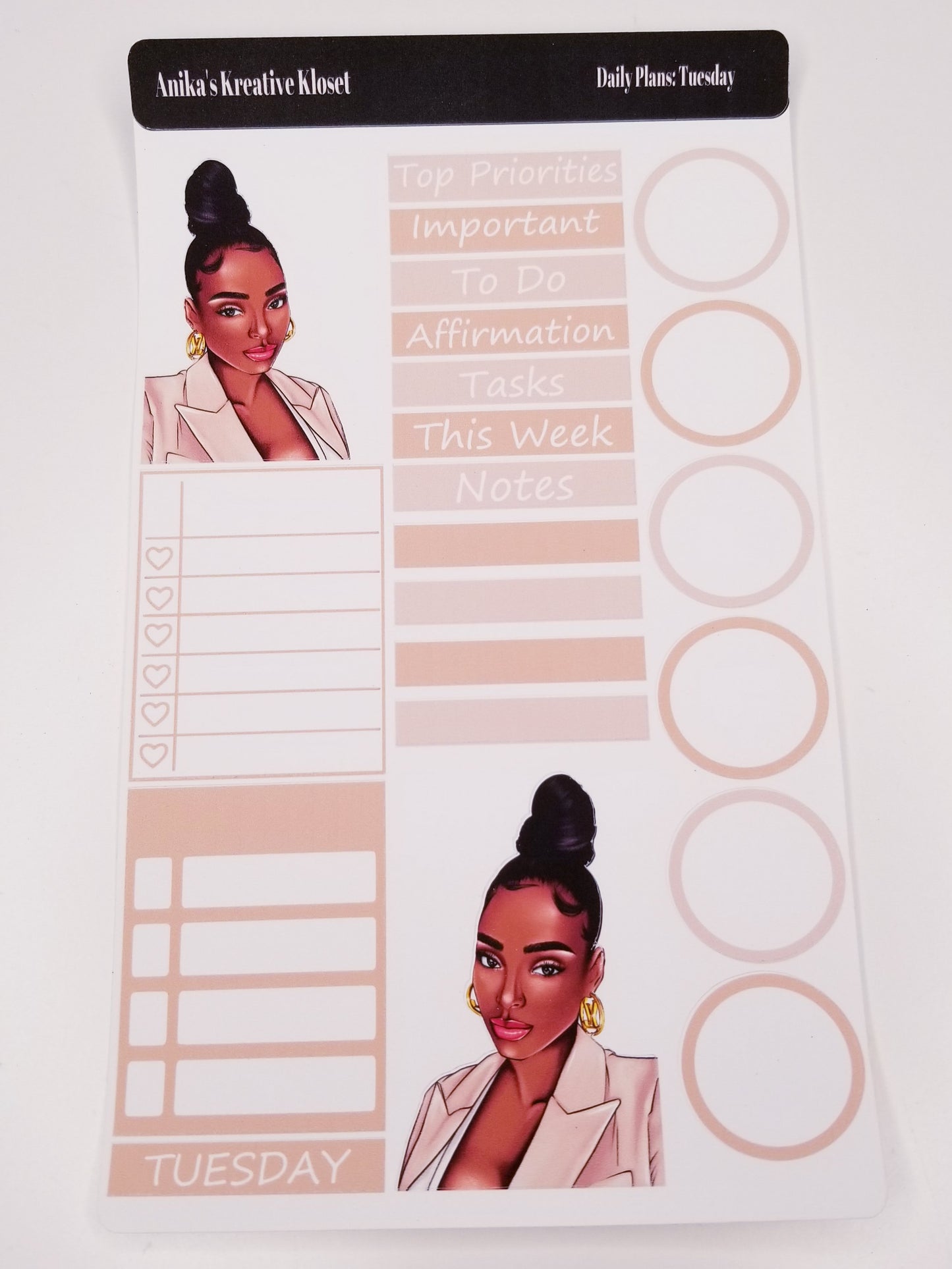 Shades of Brown Daily Plans Sticker Sheet