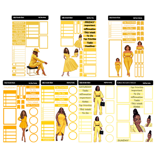 Shades of Yellow Daily Plans Sticker Sheet