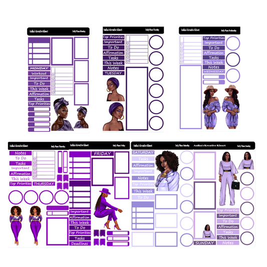 Shades of Purple Daily Plans Sticker Sheet