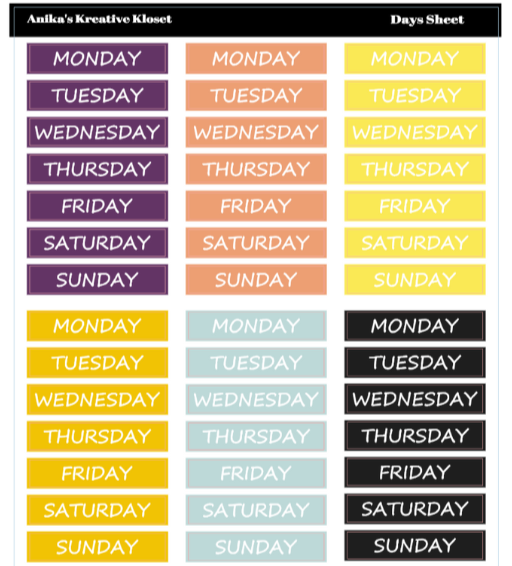 Shades of Color: Days of the Week II