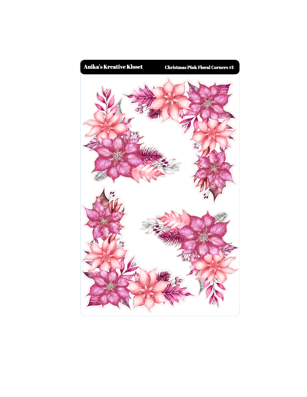 Christmas Pink Floral Corners