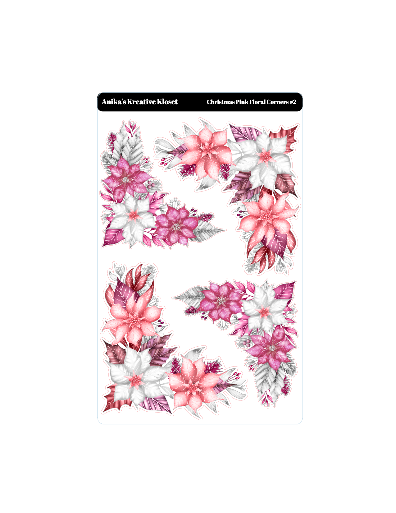 Christmas Pink Floral Corners