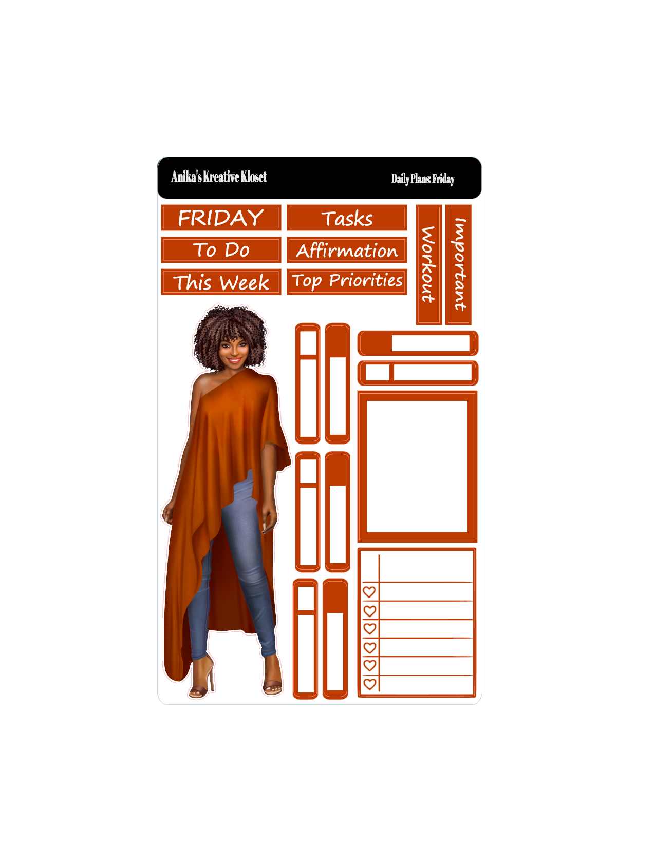 Shades of Orange Daily Plan