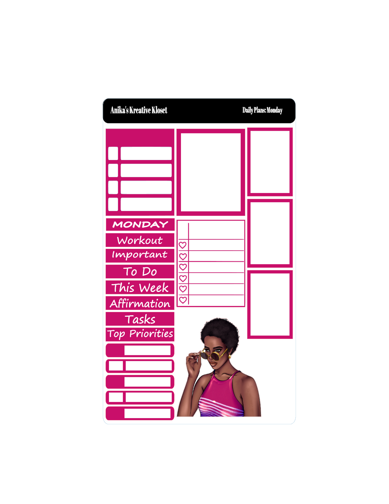 Shades of Pink Daily Plans Sticker Sheet