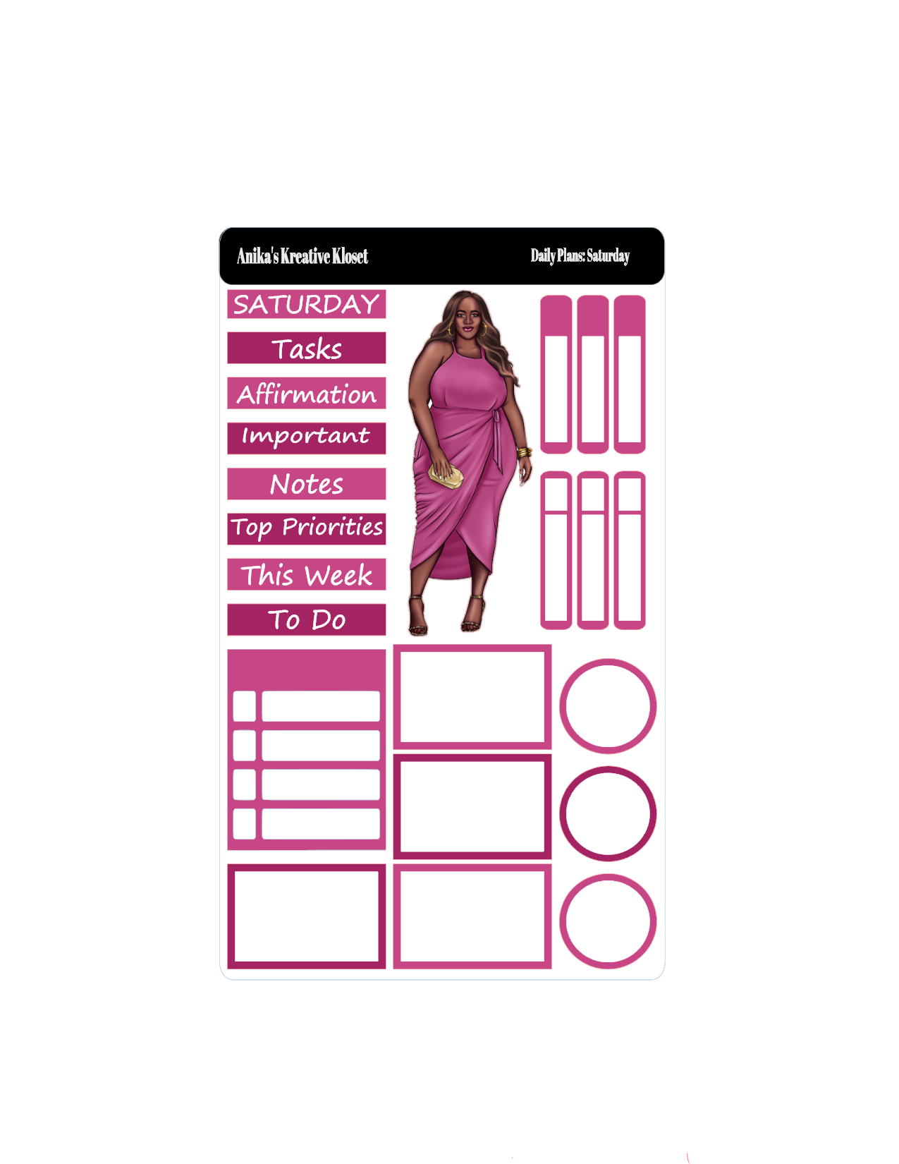 Shades of Pink Daily Plans Sticker Sheet