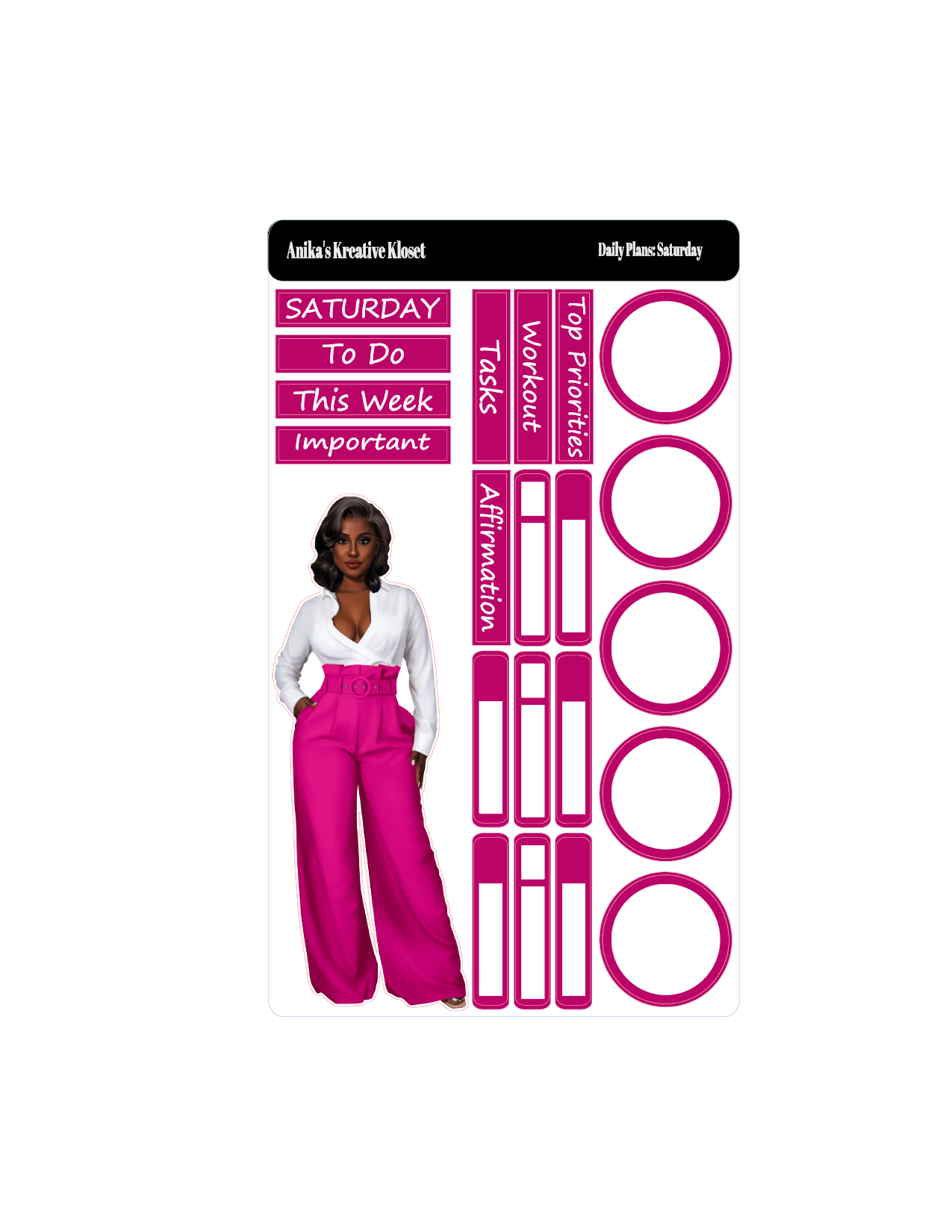 Shades of Pink II Daily Plan Stickers