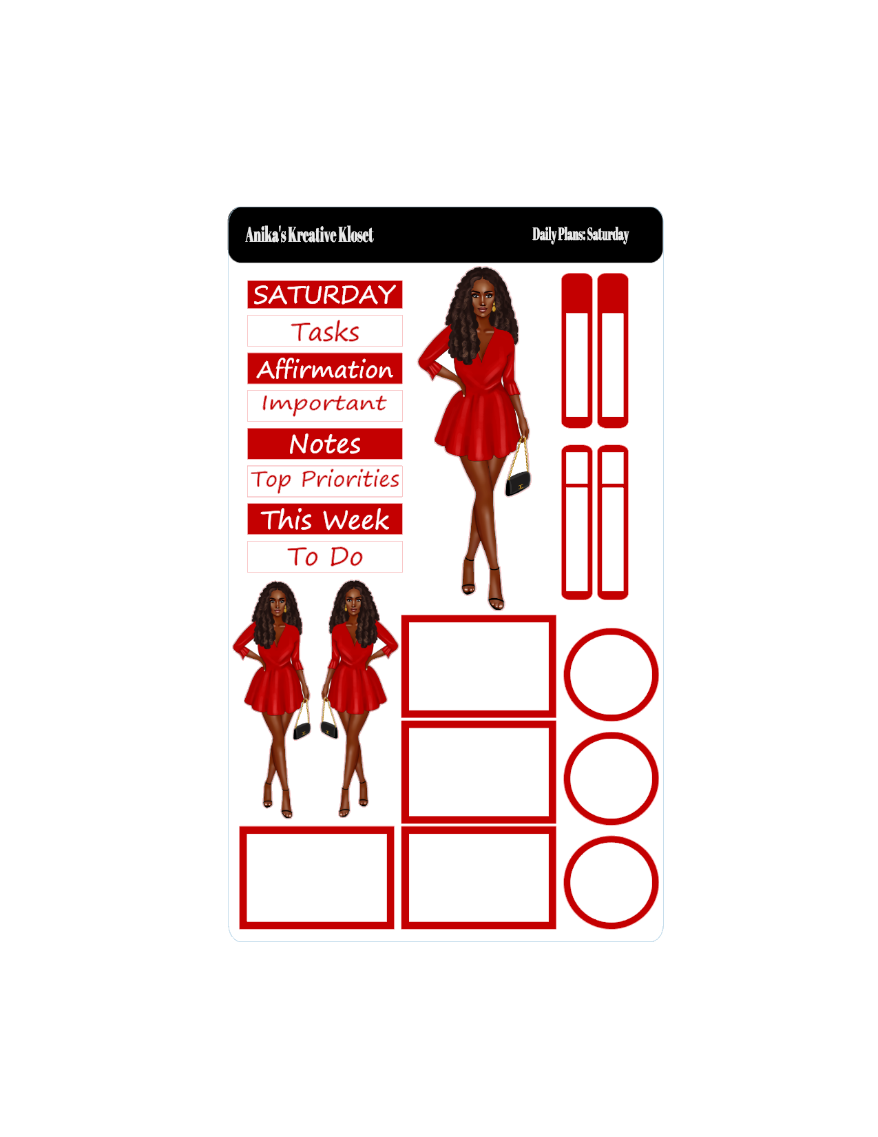 Shades of Red Daily Plans Sticker Sheet