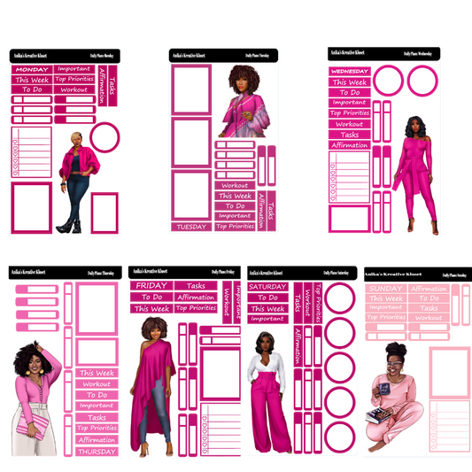 Shades of Pink II Daily Plan Stickers