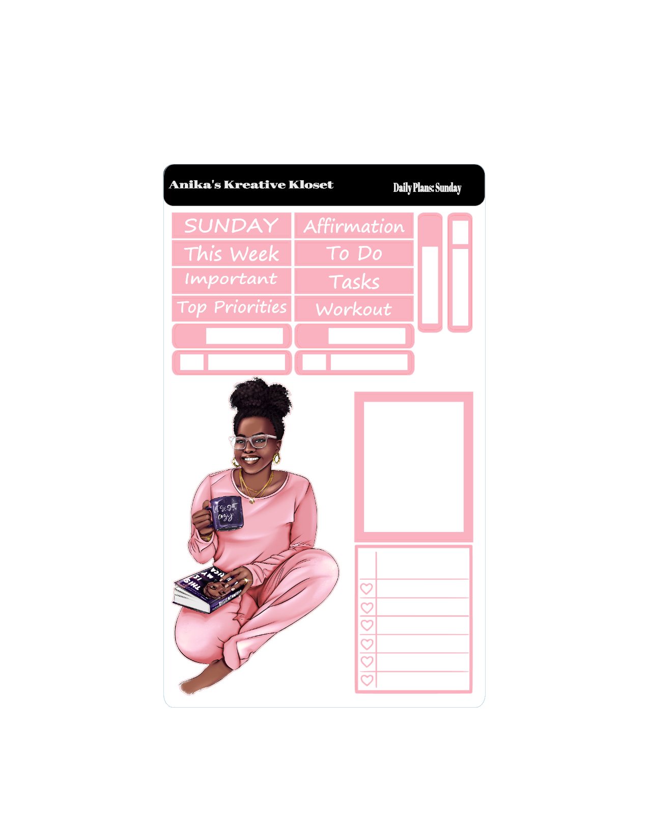 Shades of Pink II Daily Plan Stickers