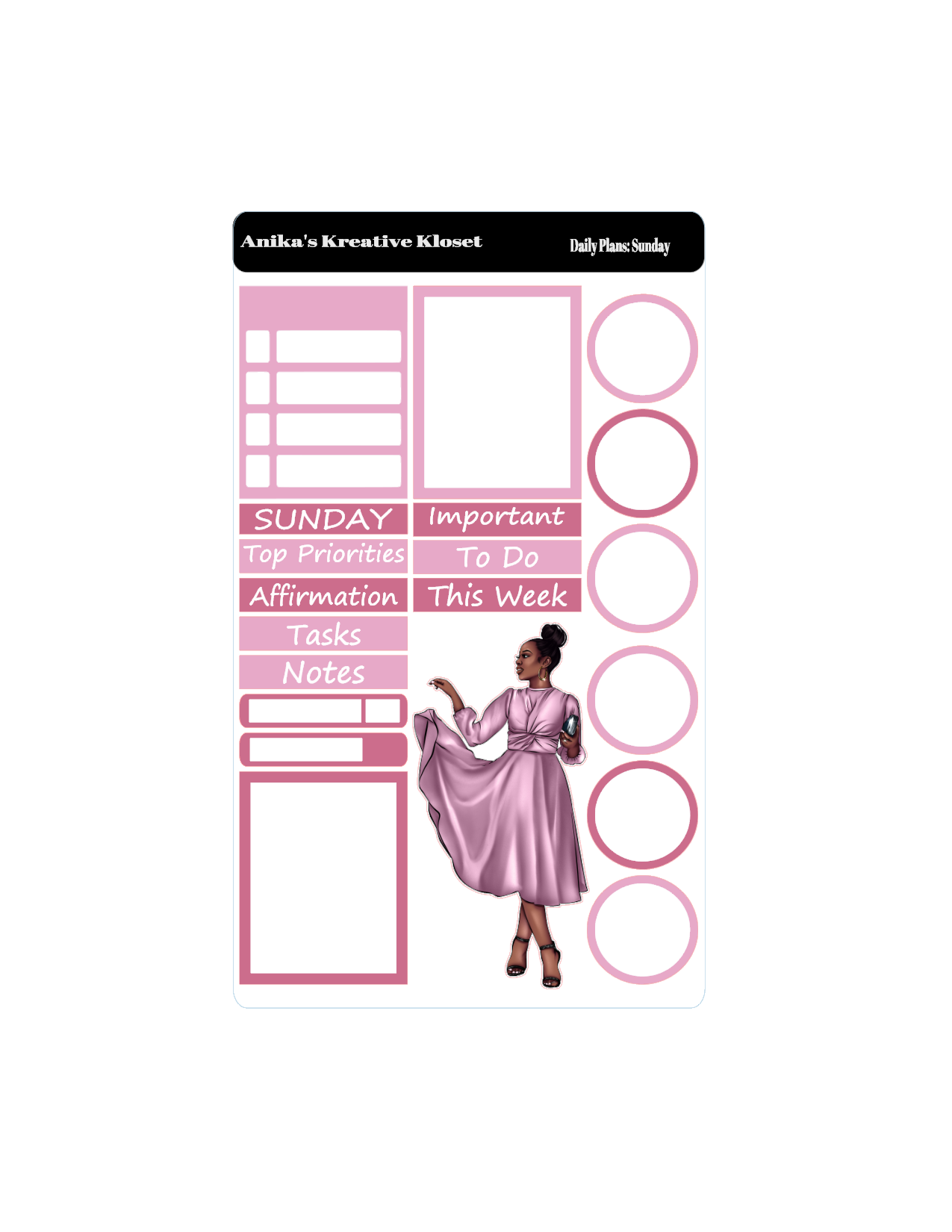 Shades of Pink Daily Plans Sticker Sheet