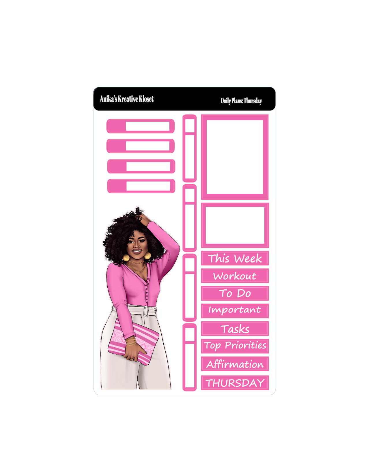 Shades of Pink II Daily Plan Stickers