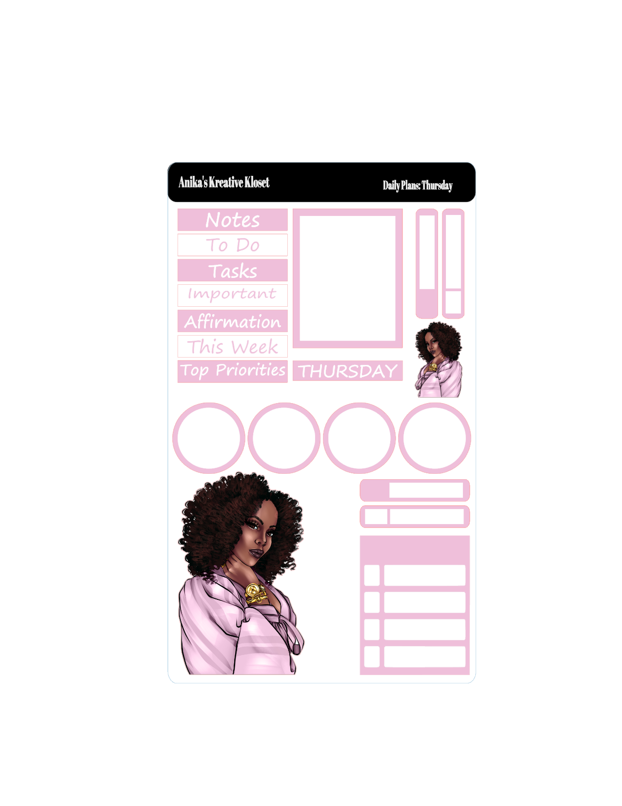 Shades of Pink Daily Plans Sticker Sheet