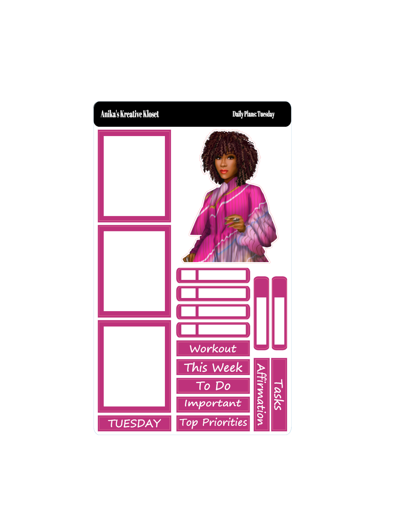 Shades of Pink II Daily Plan Stickers